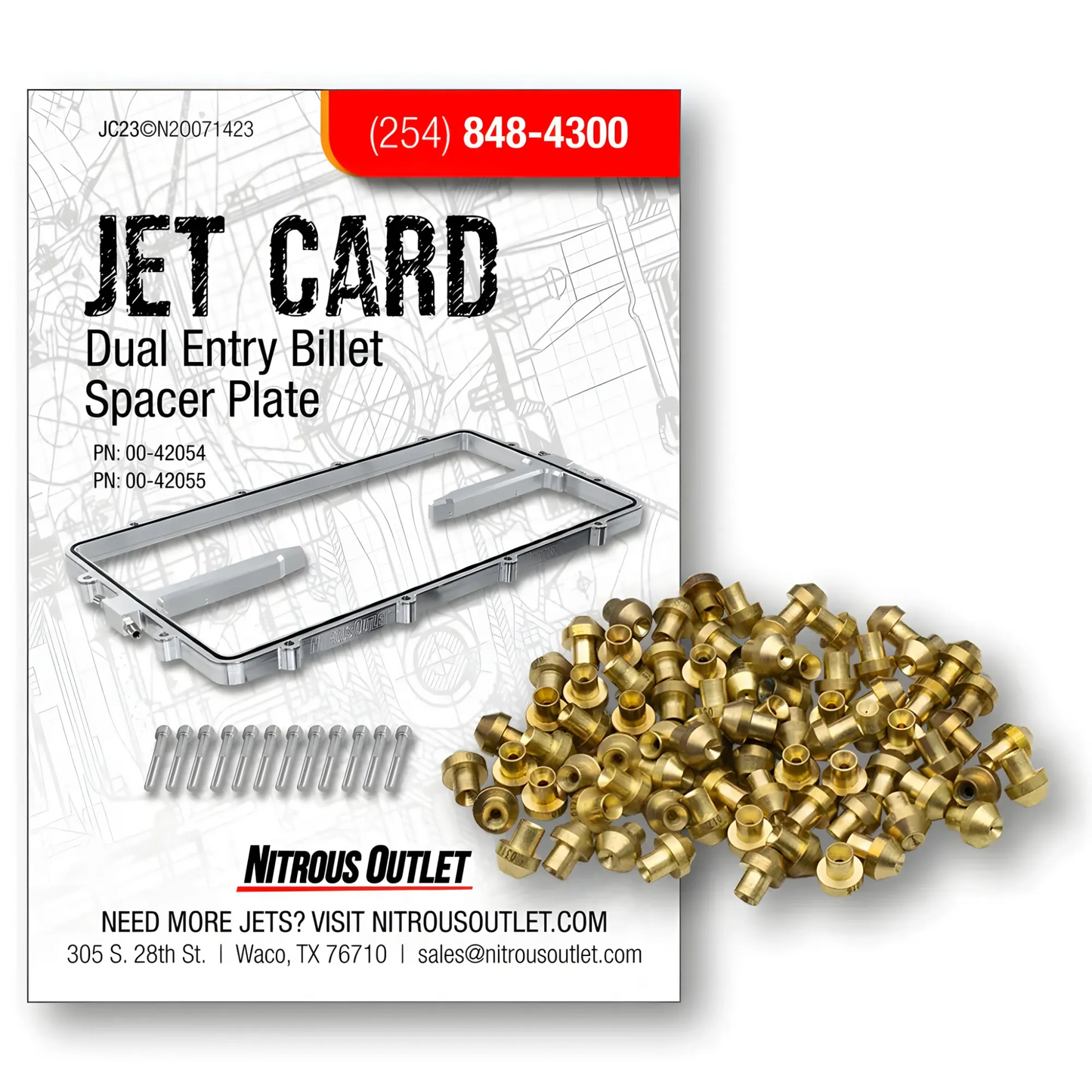 Dual Entry Billet Spacer Plate Jet Pack - Gas/E85 (5-55 psi)(70-100-150-200-250-300-350 HP)