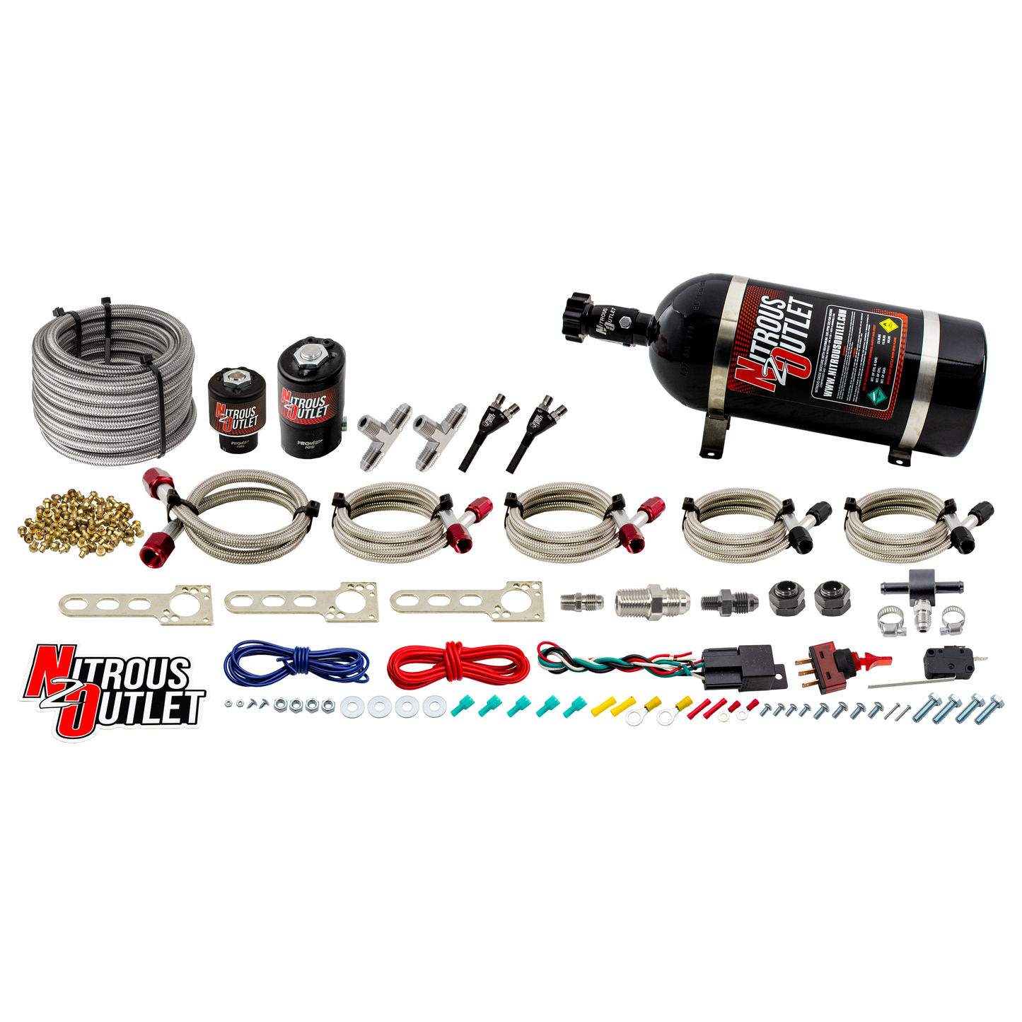 Universal EFI Dual Hydra Nozzle System - Gas/E85 (5-55psi)(100-250HP)