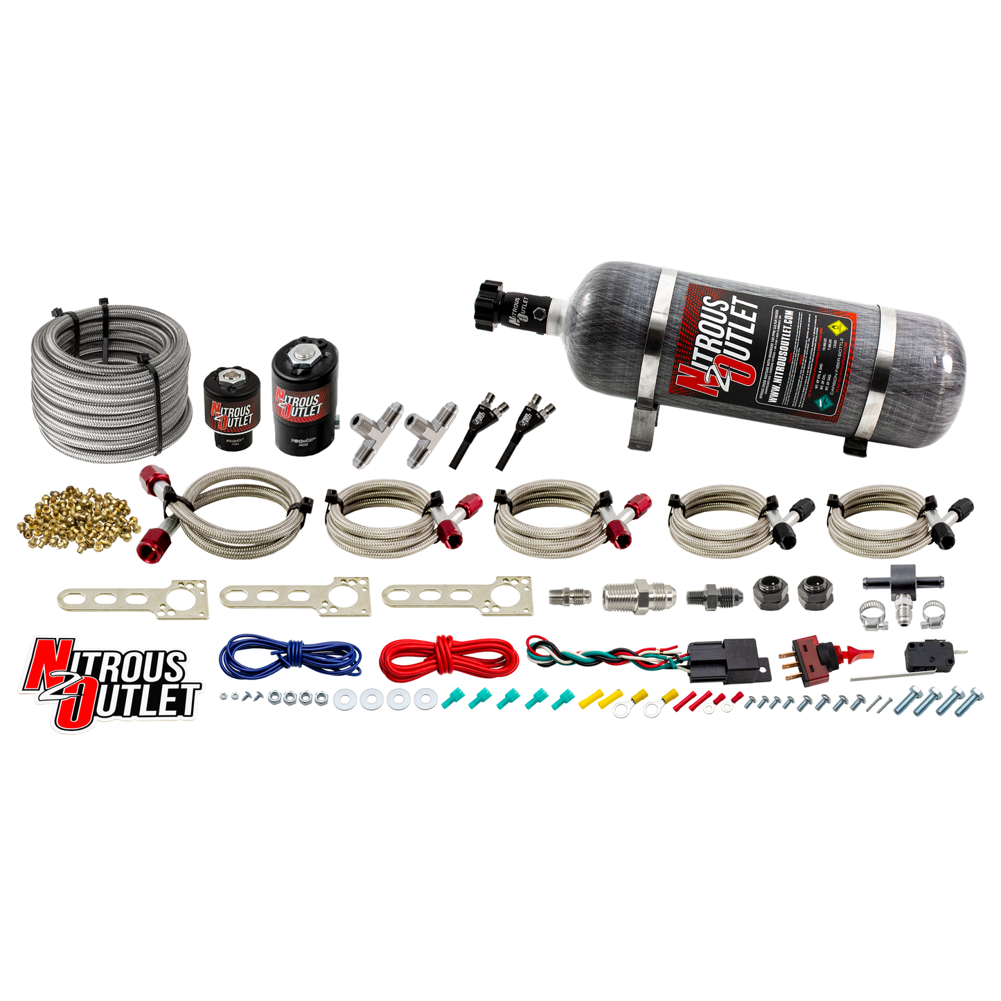 Universal EFI Dual Hydra Nozzle System - Gas/E85 (5-55psi)(100-250HP)