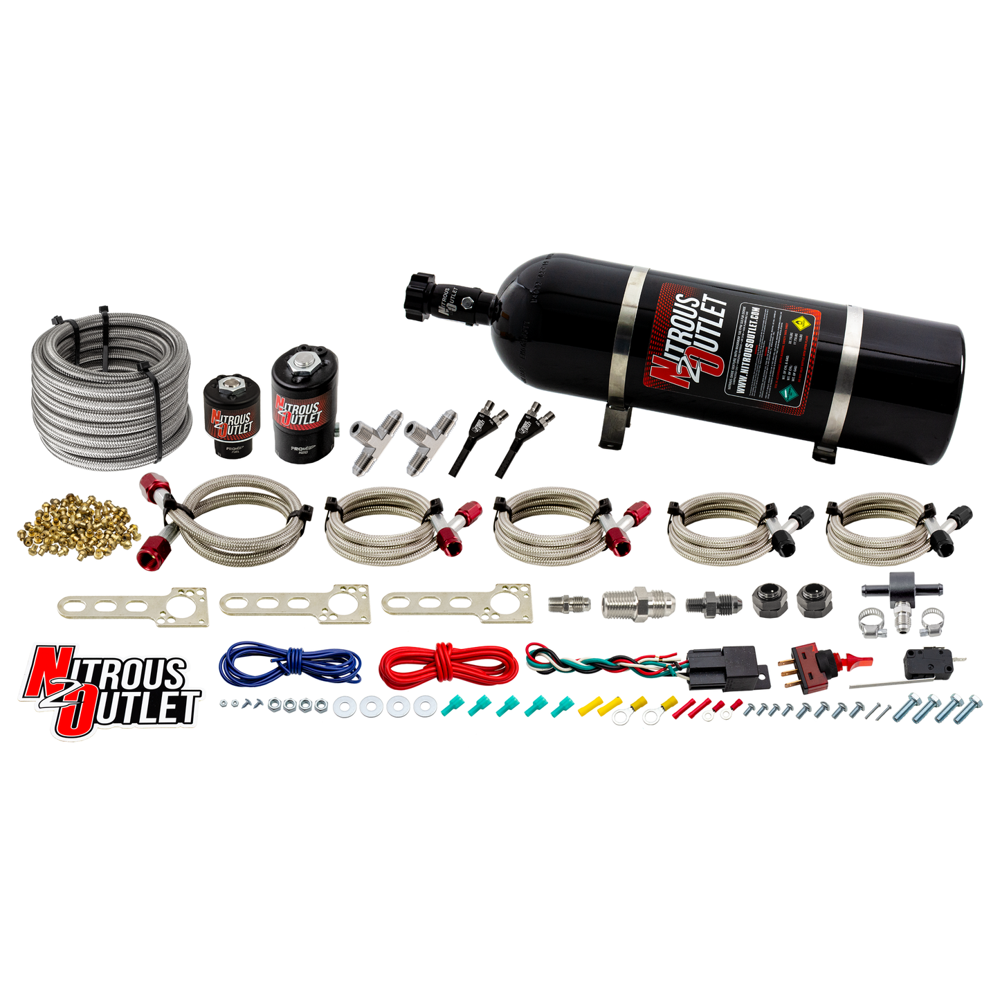 Universal EFI Dual Hydra Nozzle System - Gas/E85 (5-55psi)(100-250HP)