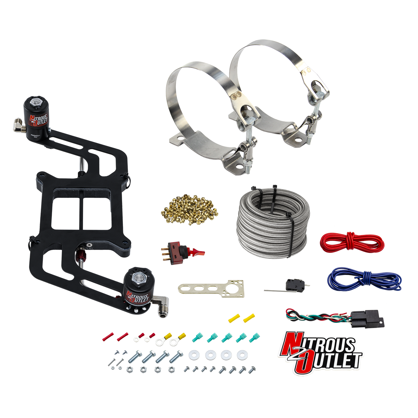 4150 Weekend Warrior System - Hard-line/.122 Nitrous Solenoid/.177 Fuel Solenoid/Boomerang Solenoid Bracket - (Gas/E85)(5-55 psi)(50-350 HP)