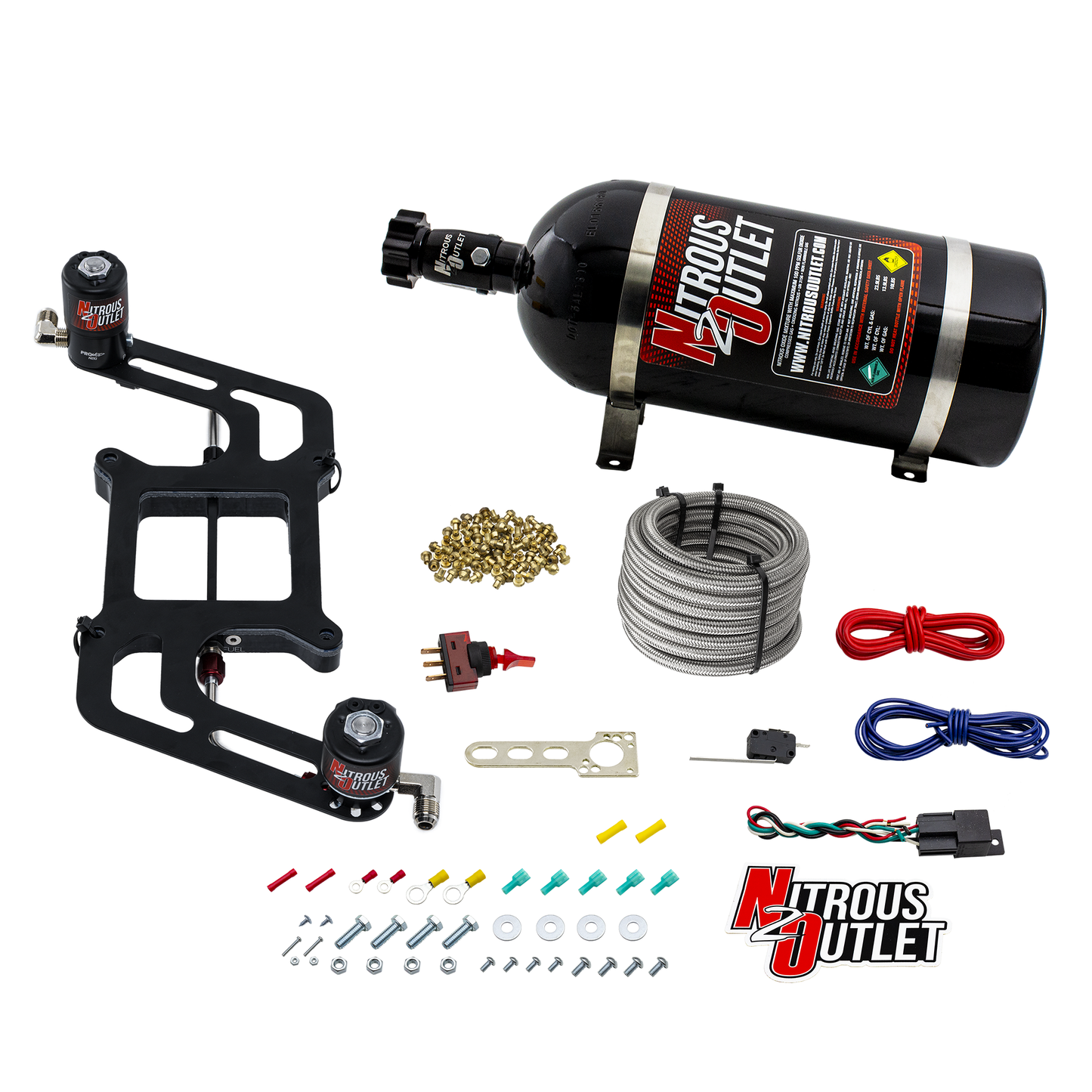 4150 Weekend Warrior System - Hard-line/.122 Nitrous Solenoid/.177 Fuel Solenoid/Boomerang Solenoid Bracket - (Gas/E85)(5-55 psi)(50-350 HP)