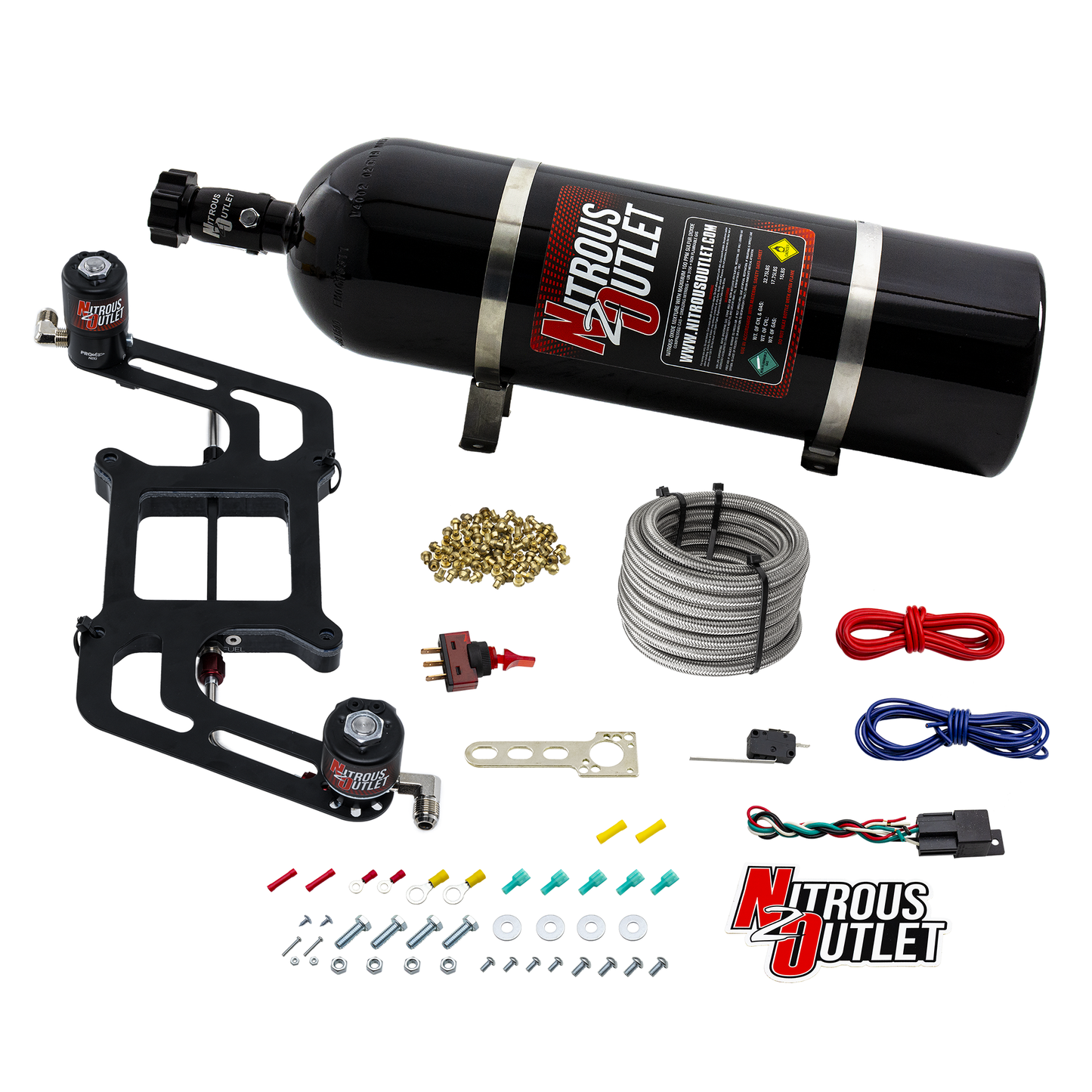 4150 Weekend Warrior System - Hard-line/.122 Nitrous Solenoid/.177 Fuel Solenoid/Boomerang Solenoid Bracket - (Gas/E85)(5-55 psi)(50-350 HP)