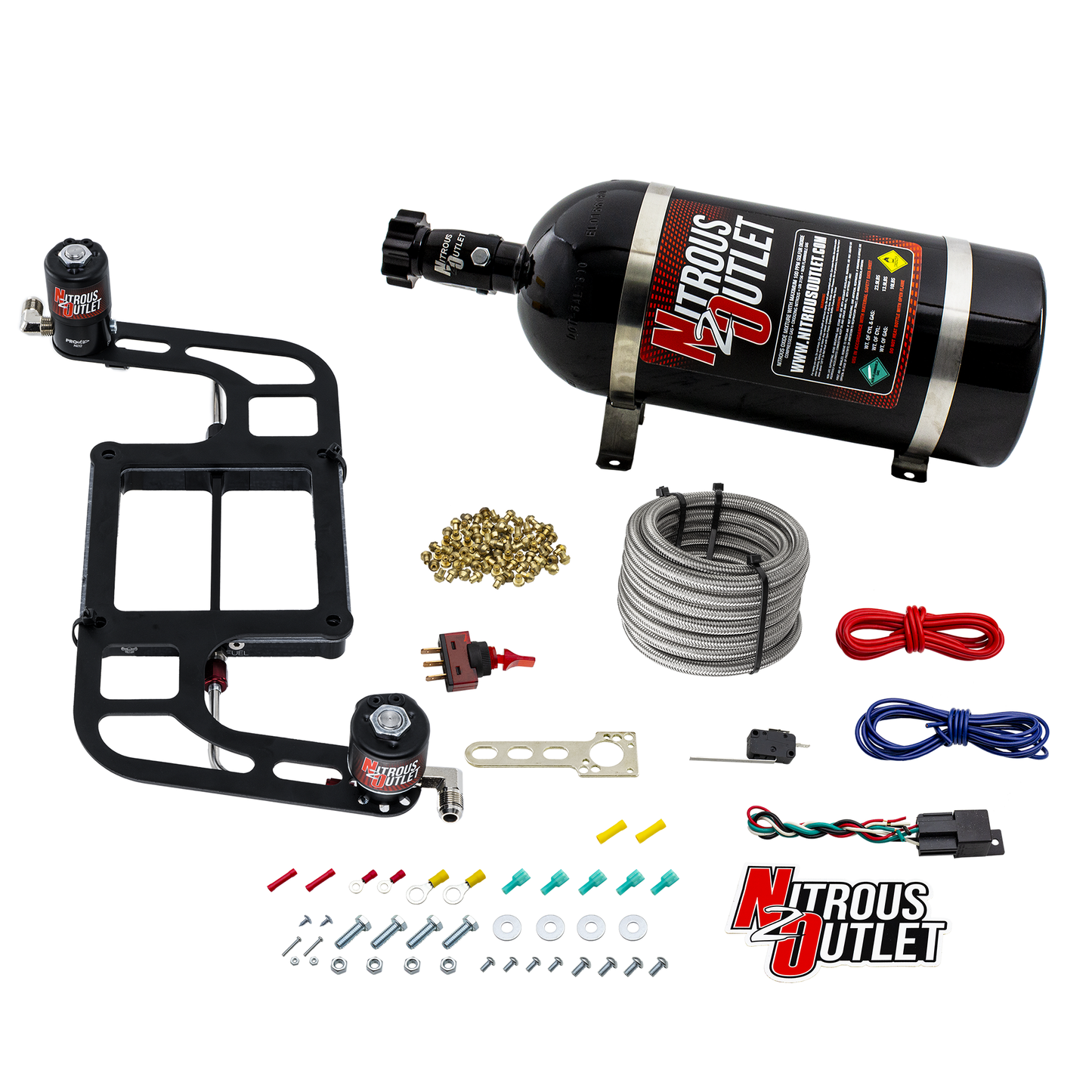 4500 Weekend Warrior System - Hard-line/.122 Nitrous Solenoid/.177 Fuel Solenoid/Boomerang Solenoid Bracket - (Gas/E85)(5-55 psi)(50-350 HP)