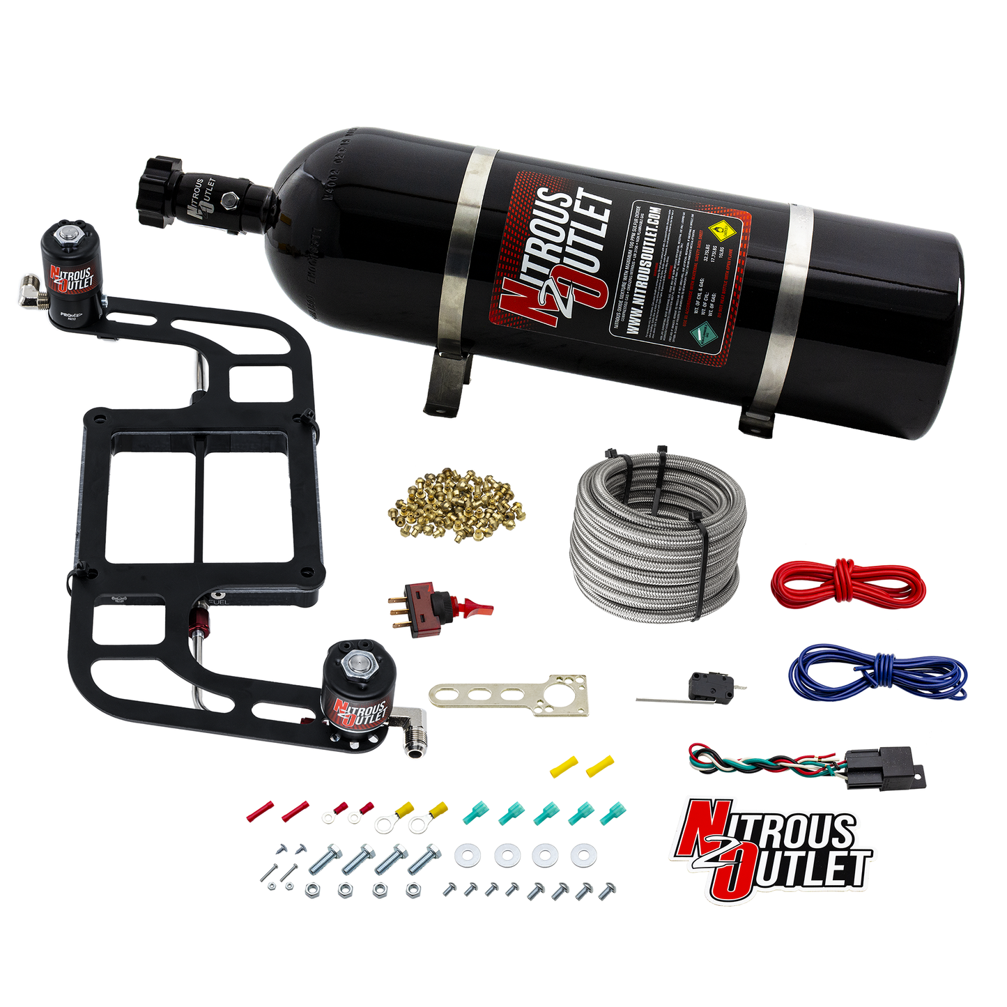4500 Weekend Warrior System - Hard-line/.122 Nitrous Solenoid/.177 Fuel Solenoid/Boomerang Solenoid Bracket - (Gas/E85)(5-55 psi)(50-350 HP)
