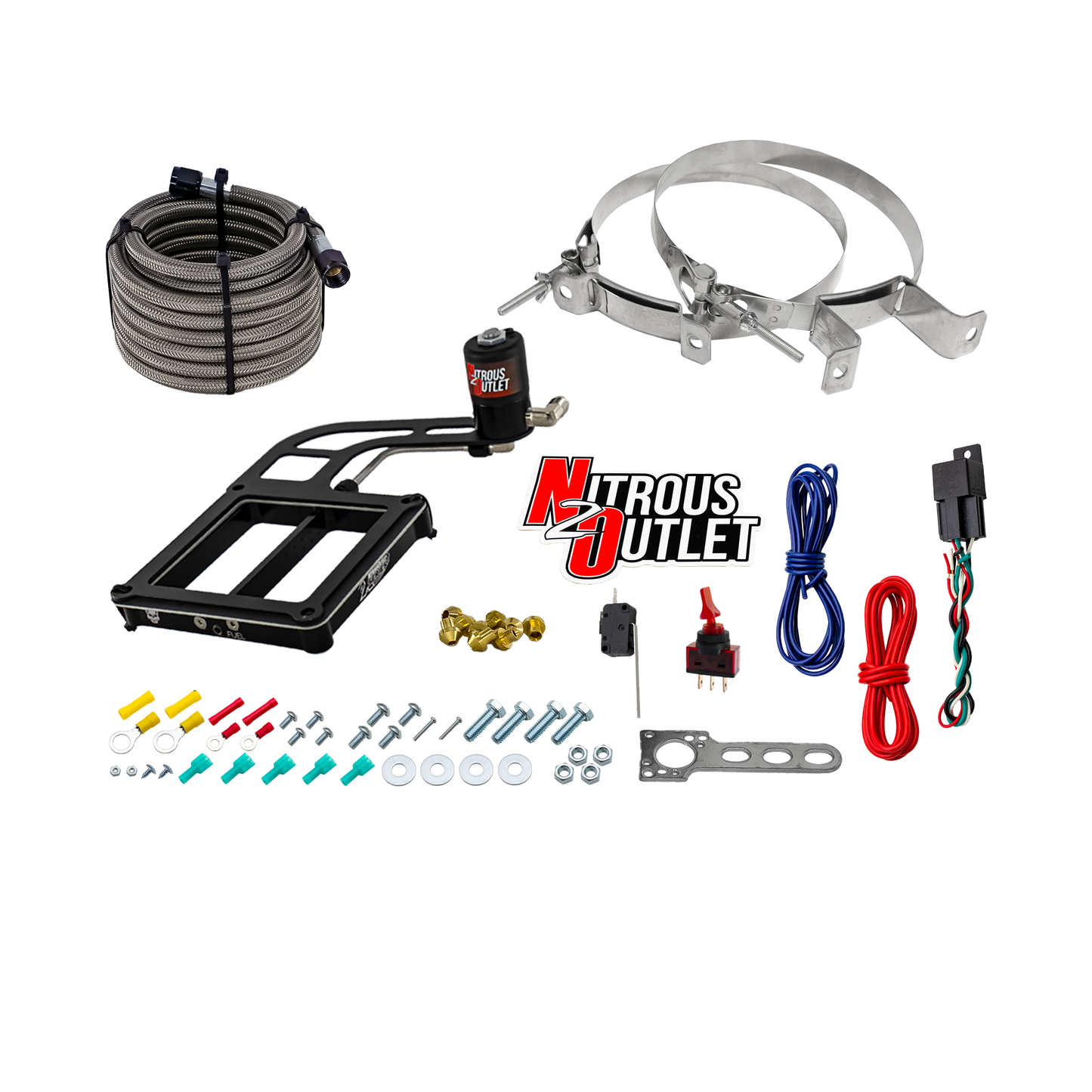 Dry 4500 Weekend Warrior System - Hard-line/.122 Nitrous Solenoid/Boomerang Solenoid Bracket - (50-350 HP)(No Bottle)