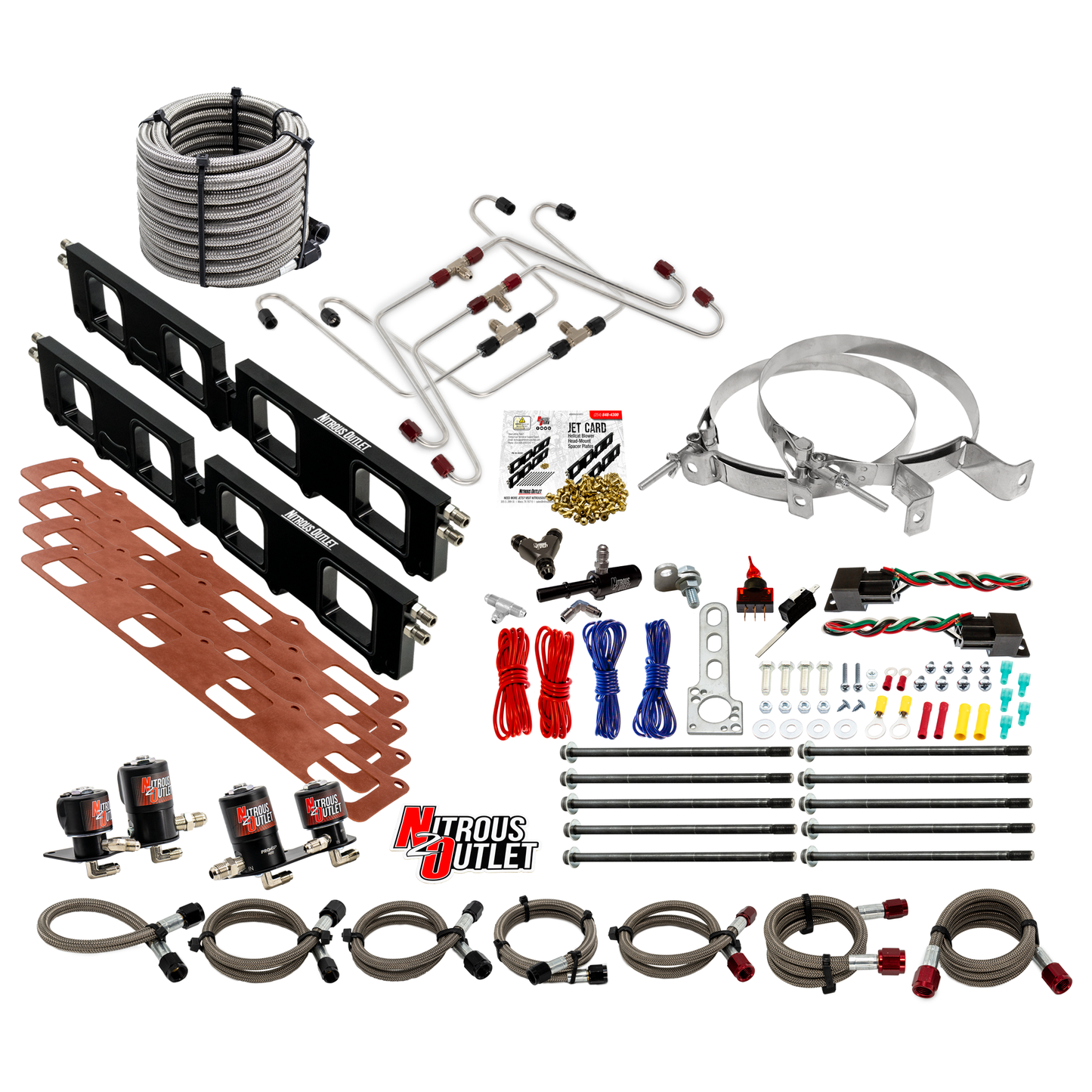 Dodge 2015-2023 6.2L Hemi Hellcat/Challenger/Charger/Red Eye/Demon/2018-2021 Track Hawk Blower Spacer Plate System - Gas/E85 (45-55psi)(130-400HP)