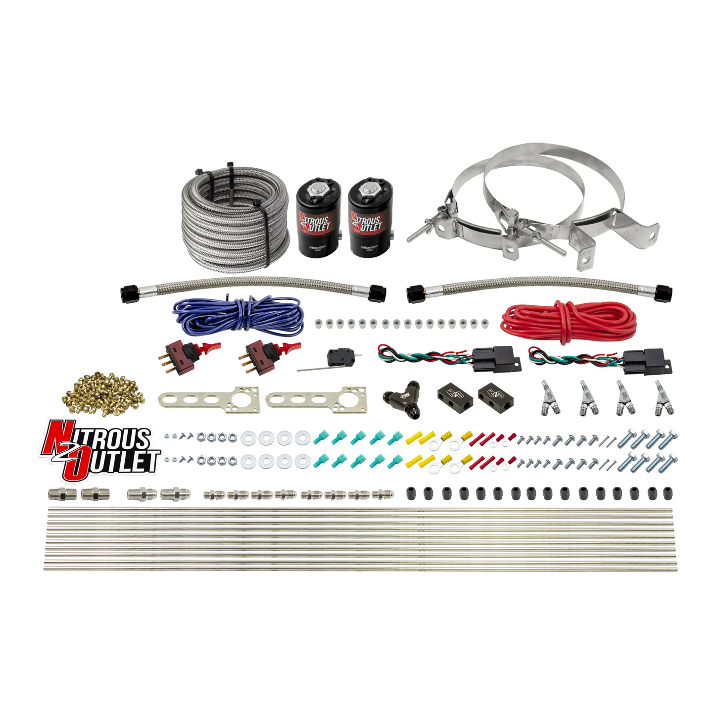 EFI 4 Cylinder 2 Solenoid Dual Stage Dry Direct Port System With Distribution Blocks