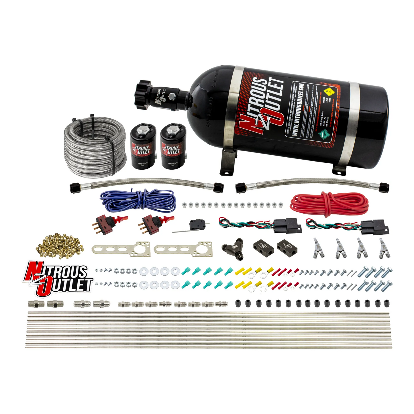 EFI 4 Cylinder 2 Solenoid Dual Stage Dry Direct Port System With Distribution Blocks