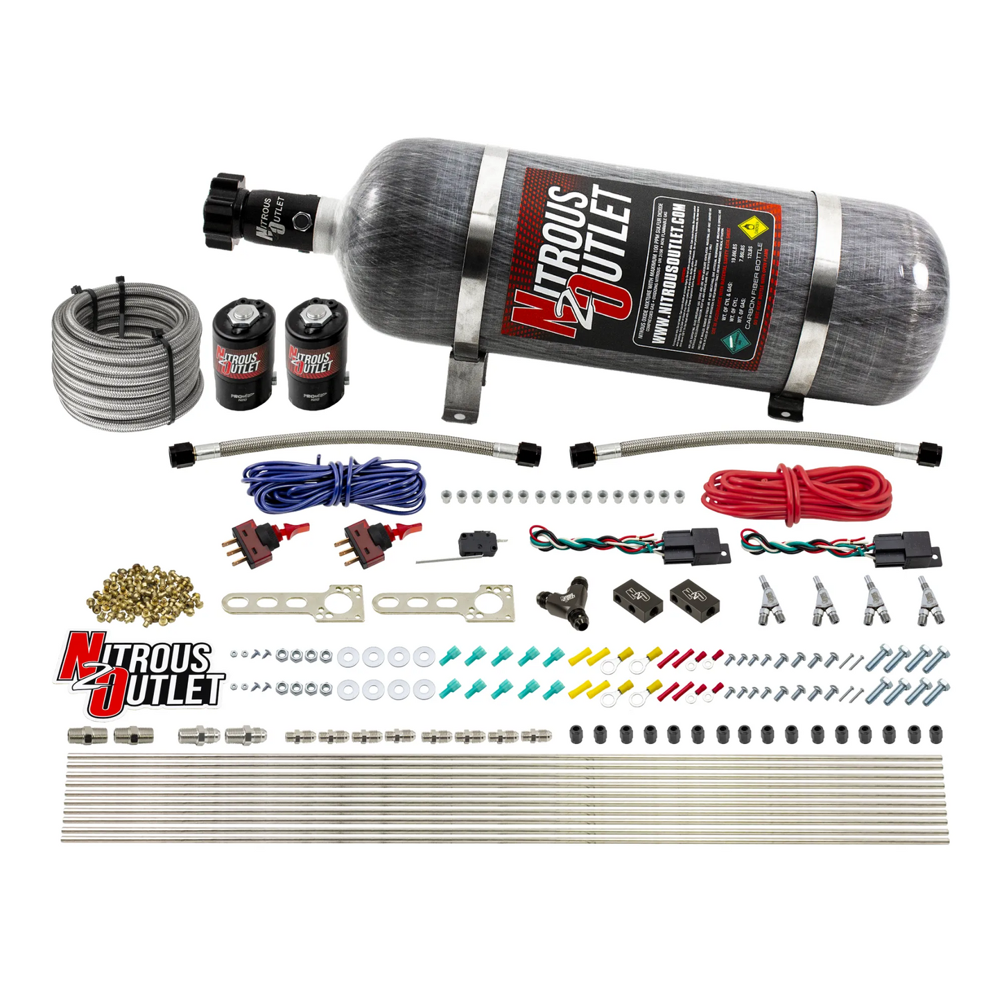 EFI 4 Cylinder 2 Solenoid Dual Stage Dry Direct Port System With Distribution Blocks