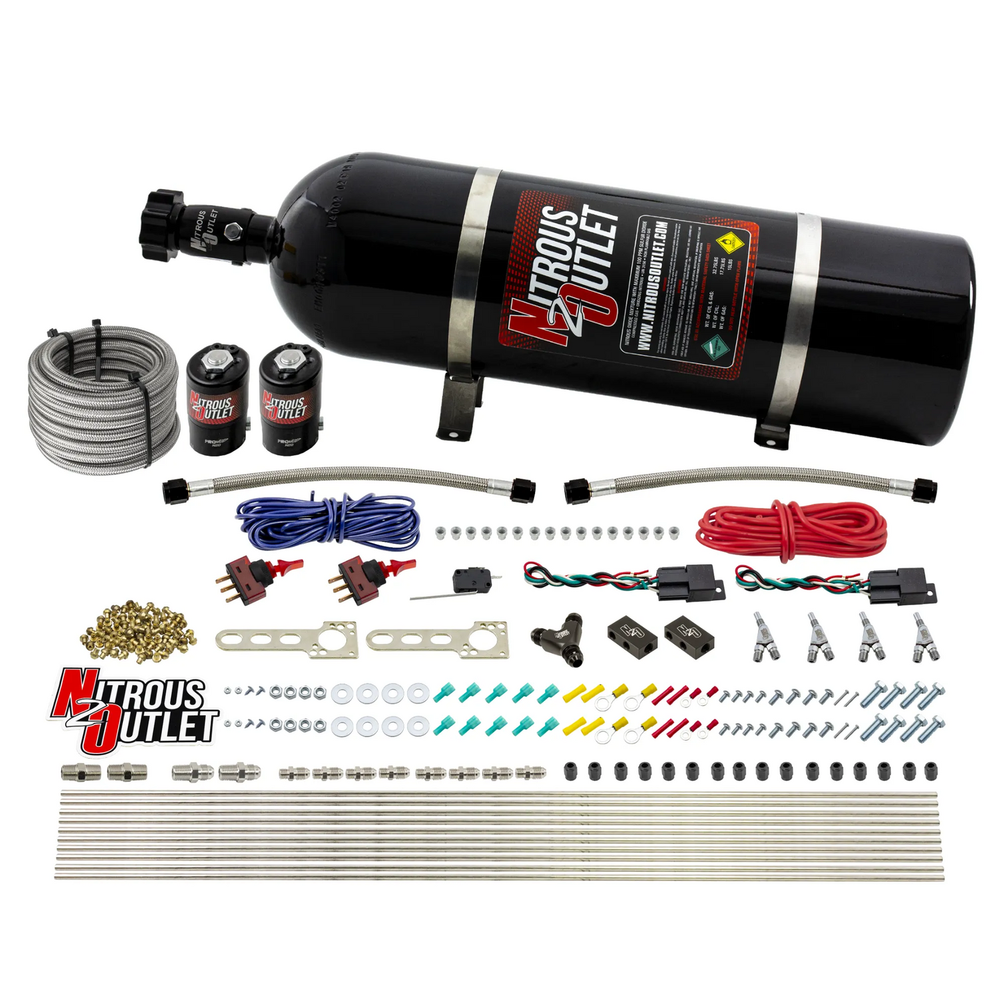 EFI 4 Cylinder 2 Solenoid Dual Stage Dry Direct Port System With Distribution Blocks