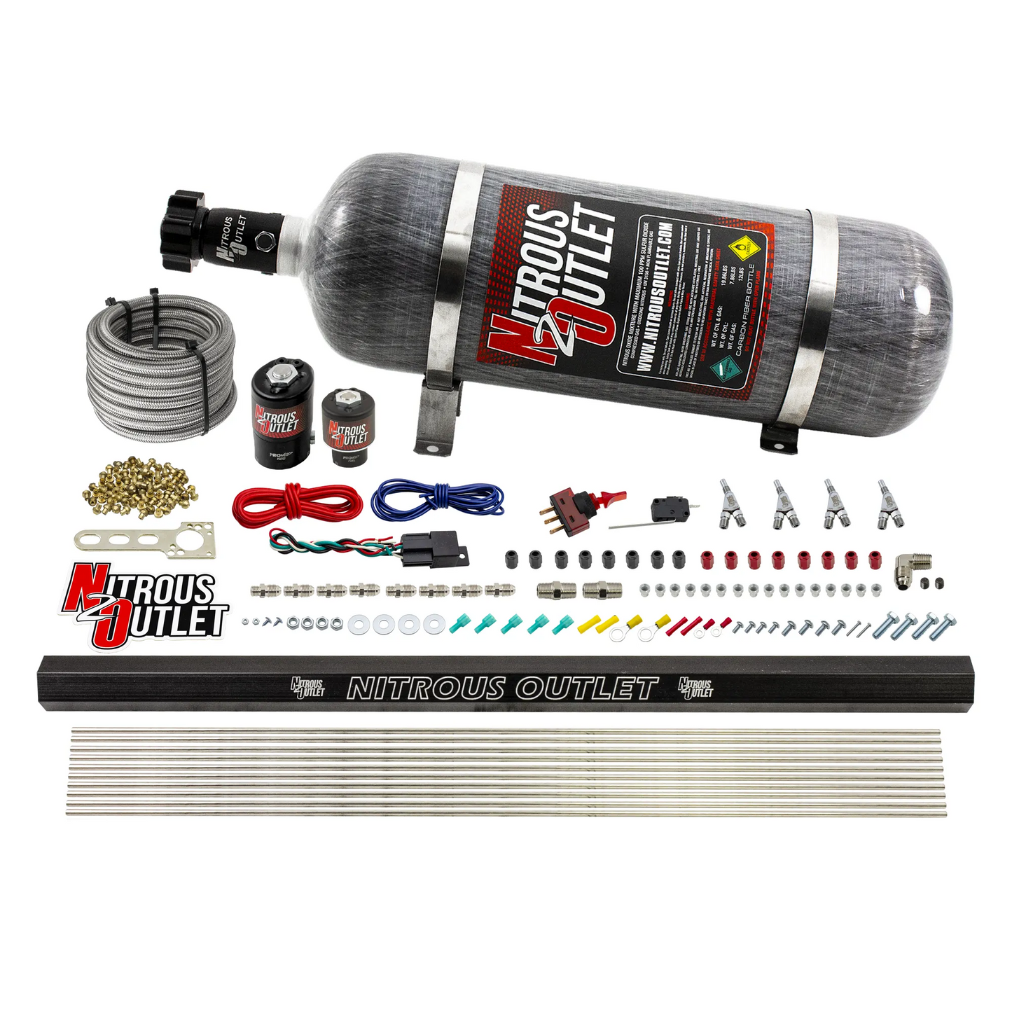 4 Cylinder 2 Solenoid Direct Port System With Single Injection Rail, SBT Nozzle (Gas) - 45-55 PSI