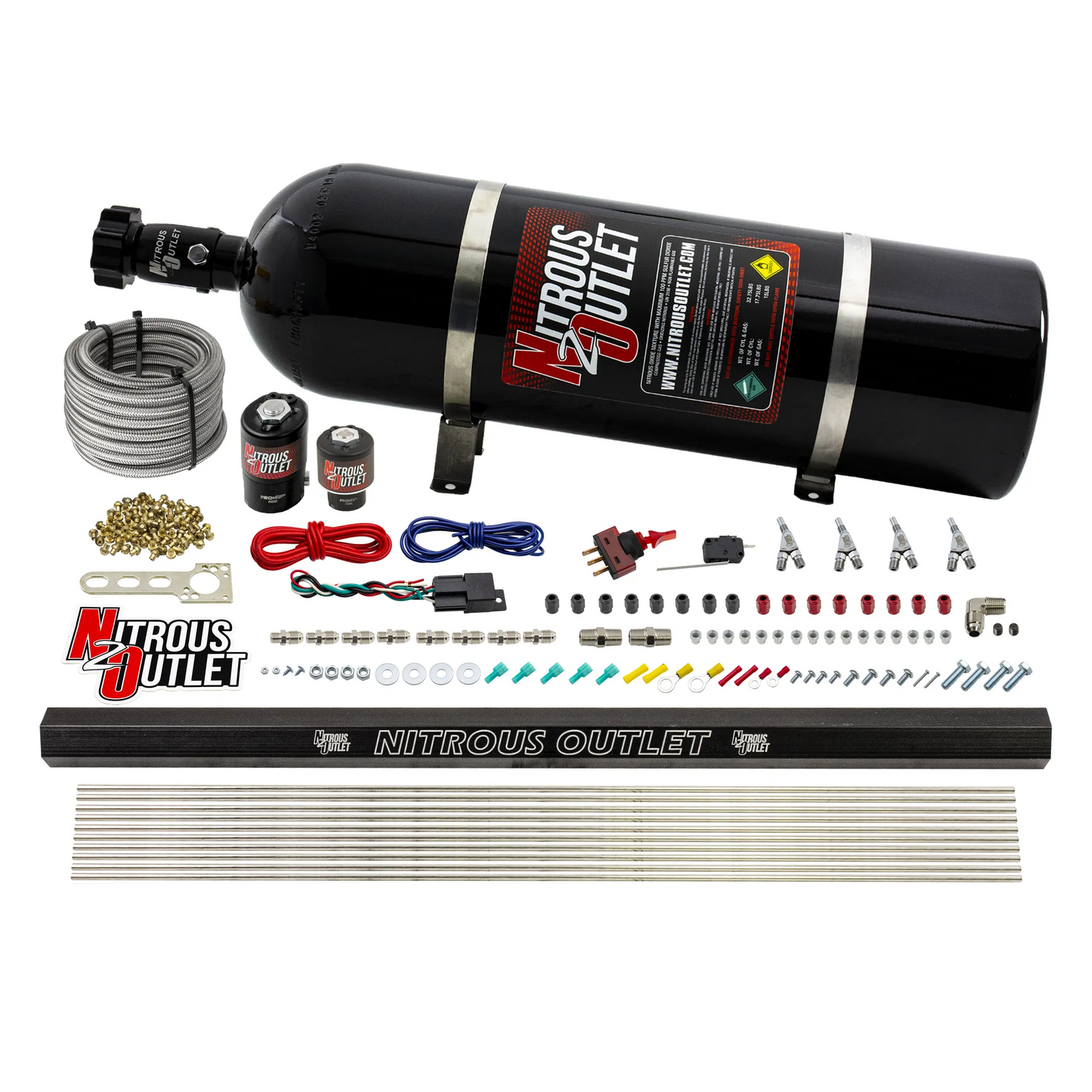 4 Cylinder 2 Solenoid Direct Port System With Single Injection Rail, SBT Nozzle (Gas) - 45-55 PSI