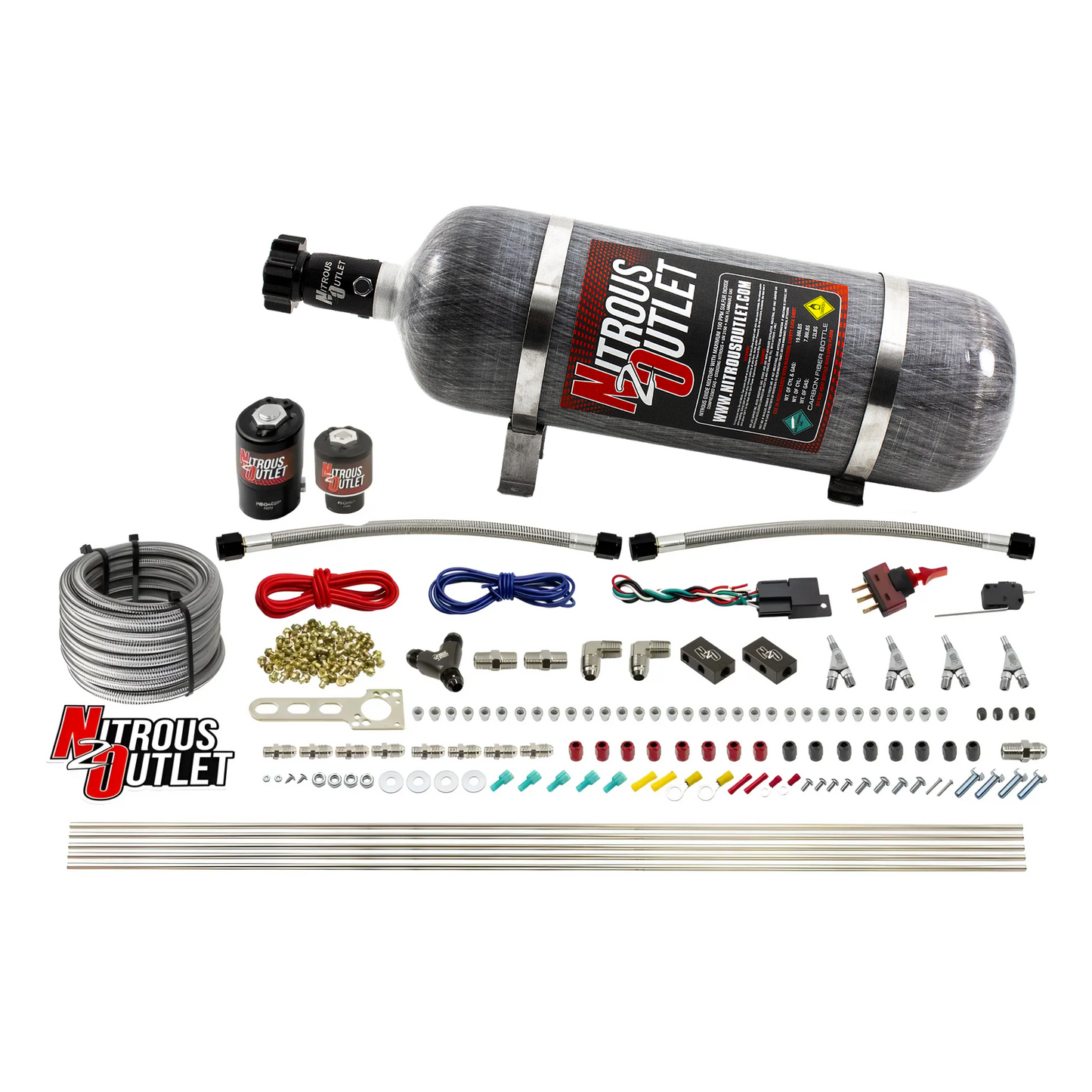 4 Cylinder 2 Solenoid Direct Port System With Distribution Blocks, SBT Nozzle (E85) - 45-55 PSI