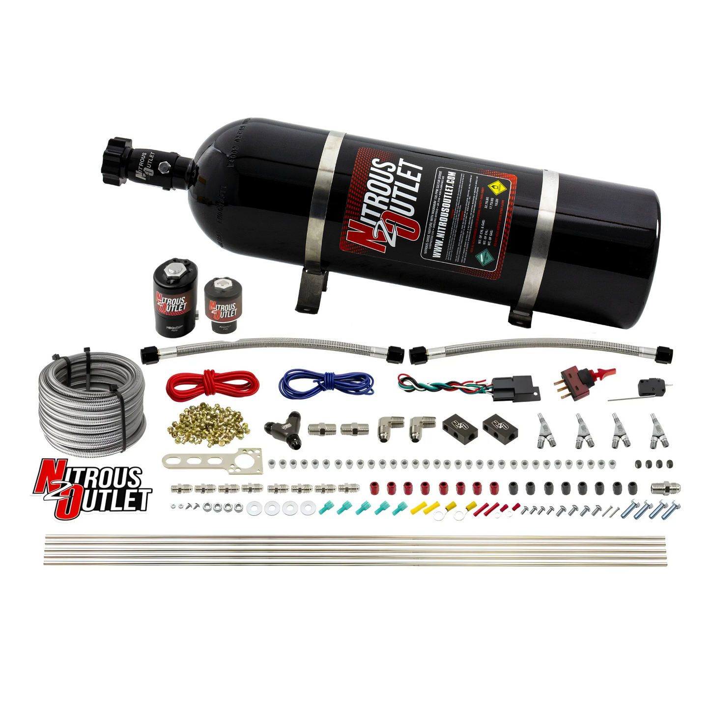 4 Cylinder 2 Solenoid Direct Port System With Distribution Blocks, SBT Nozzle (E85) - 45-55 PSI