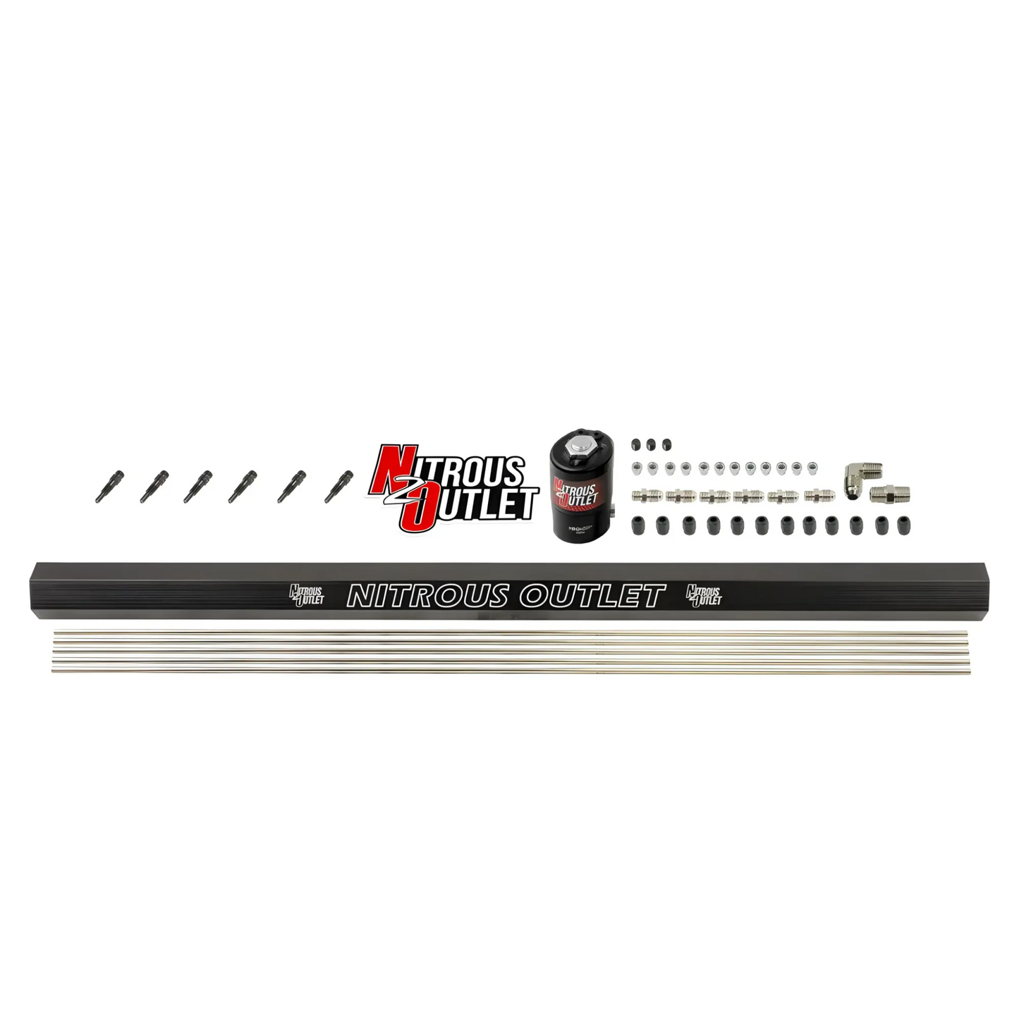Dry 6 Cylinder 1 Solenoid Forward Plumbers Kit With Single Rail - Straight Blow Through Nozzles