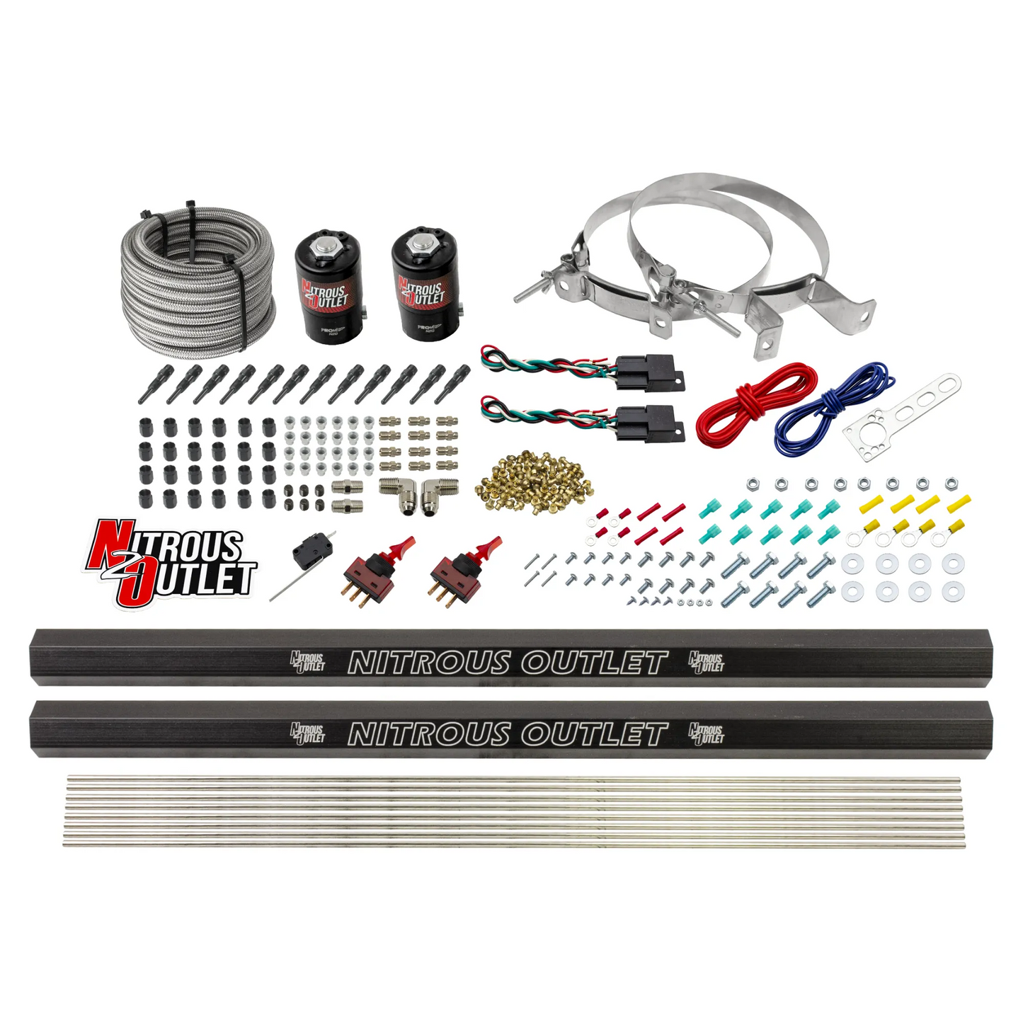 6 Cylinder 2 Solenoid Dual Stage Dry Direct Port System With Single Injection Rail - Straight Blow Through Nozzles