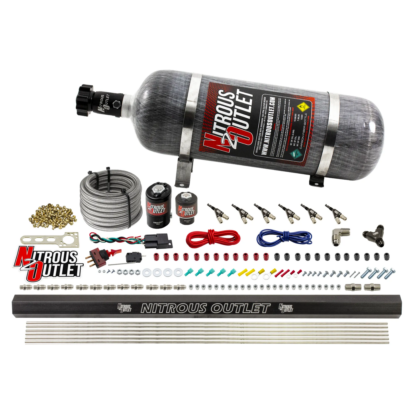 6 Cylinder 2 Solenoid Direct Port System With Distribution Blocks and 90 Degree Nozzles, (Gas) - 5-7-10 PSI