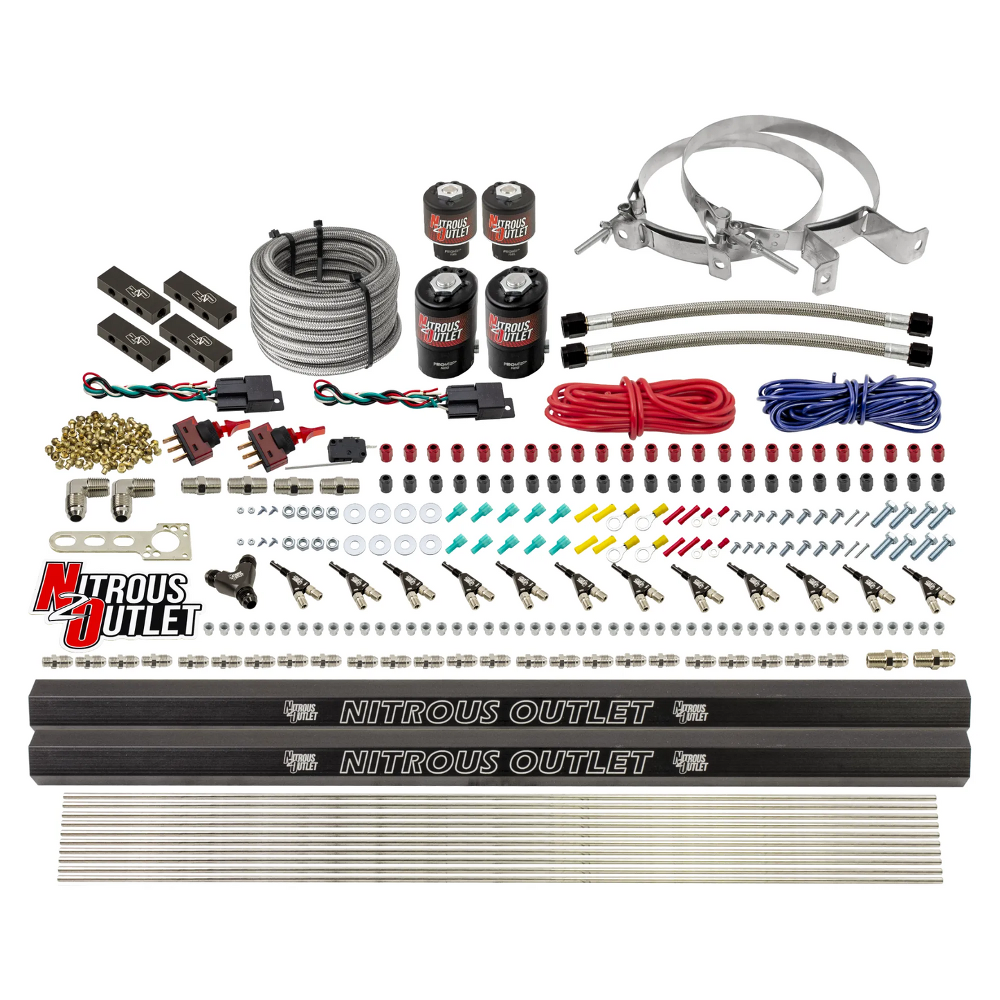 6 Cylinder 4 Solenoid Dual Stage Direct Port System With Distribution Blocks and 90 Degree Nozzles, Low Fuel Pressure Alcohol