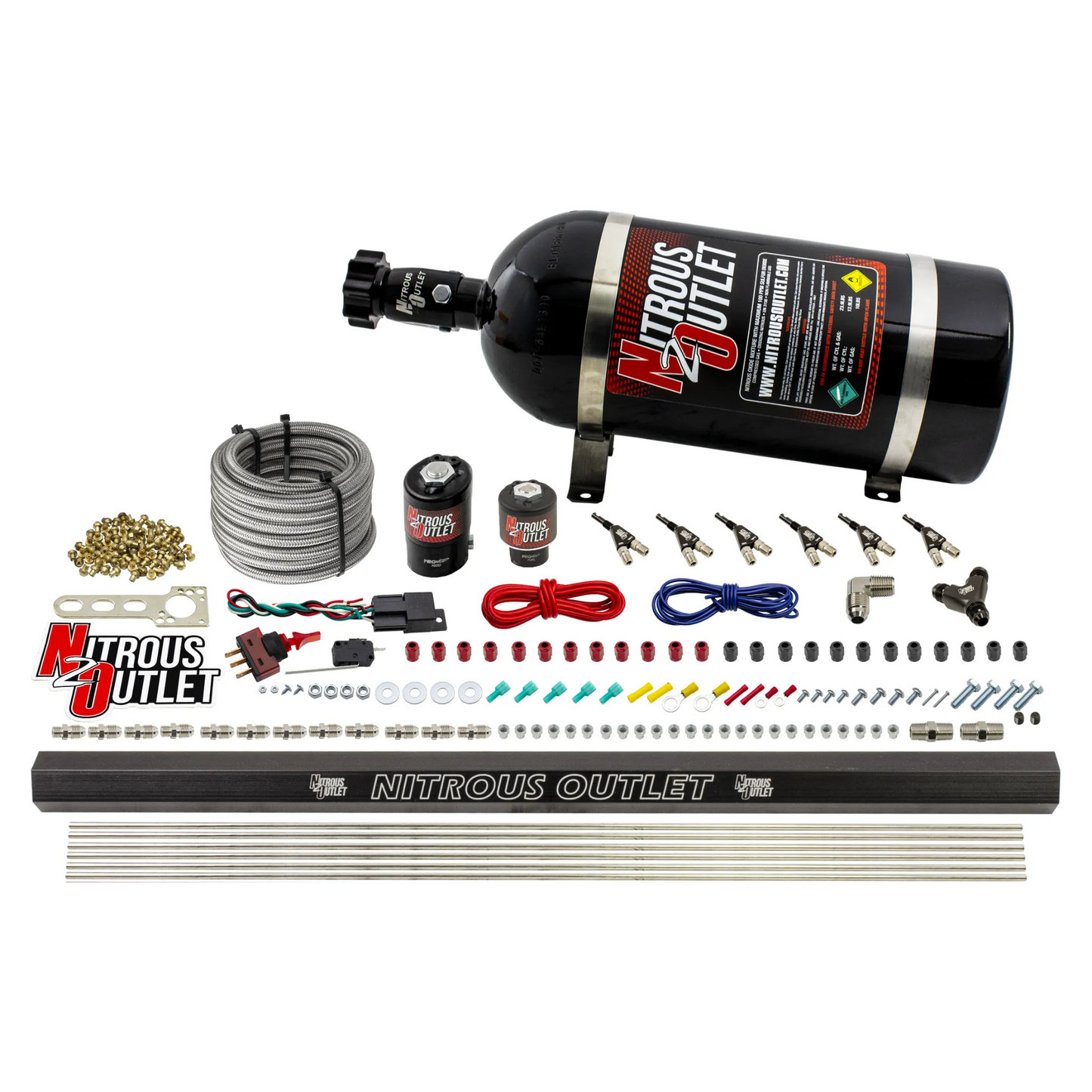 6 Cylinder 2 Solenoid Direct Port System With Single Injection Rail and 90 Degree Nozzles, Low Fuel Pressure Alcohol