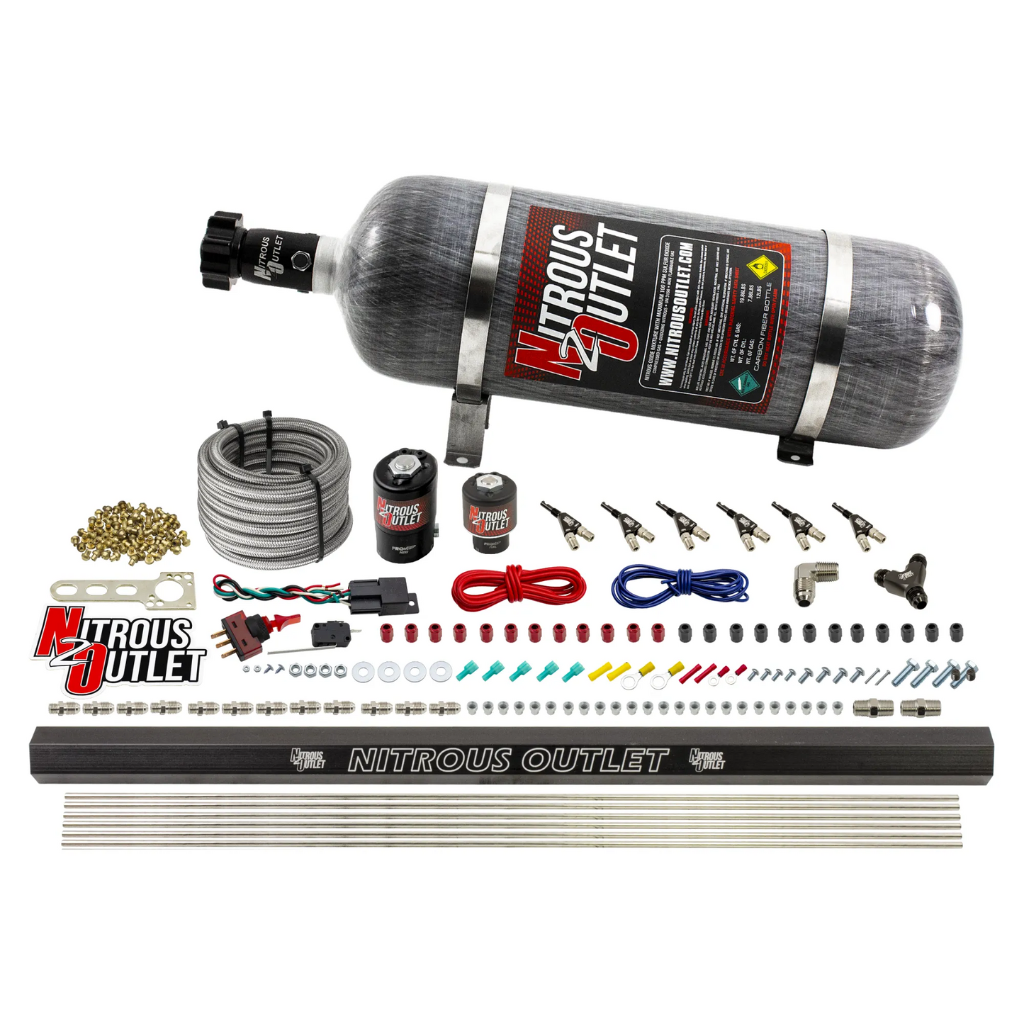 6 Cylinder 2 Solenoid Direct Port System With Single Injection Rail and 90 Degree Nozzles, Low Fuel Pressure Alcohol