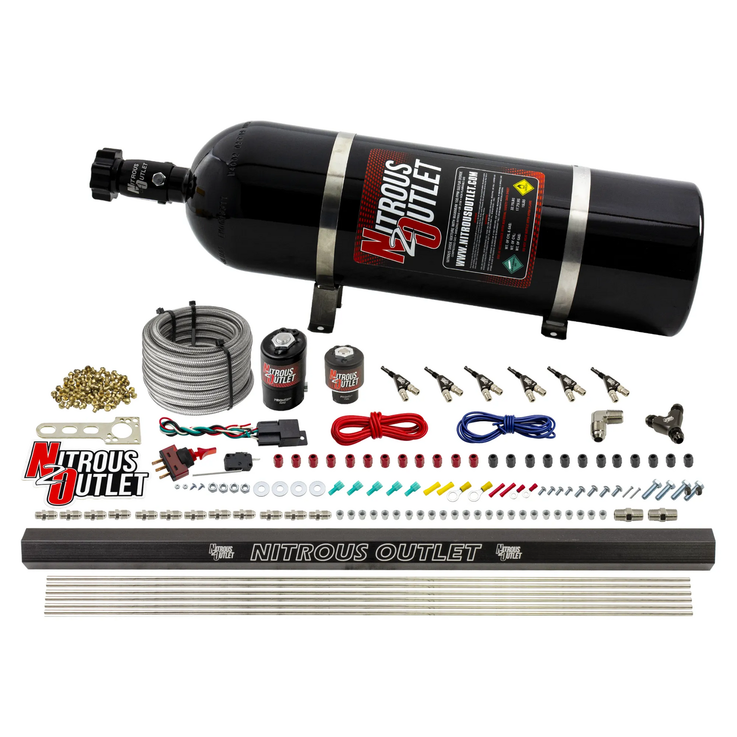 6 Cylinder 2 Solenoid Direct Port System With Single Injection Rail and 90 Degree Nozzles, Low Fuel Pressure Alcohol