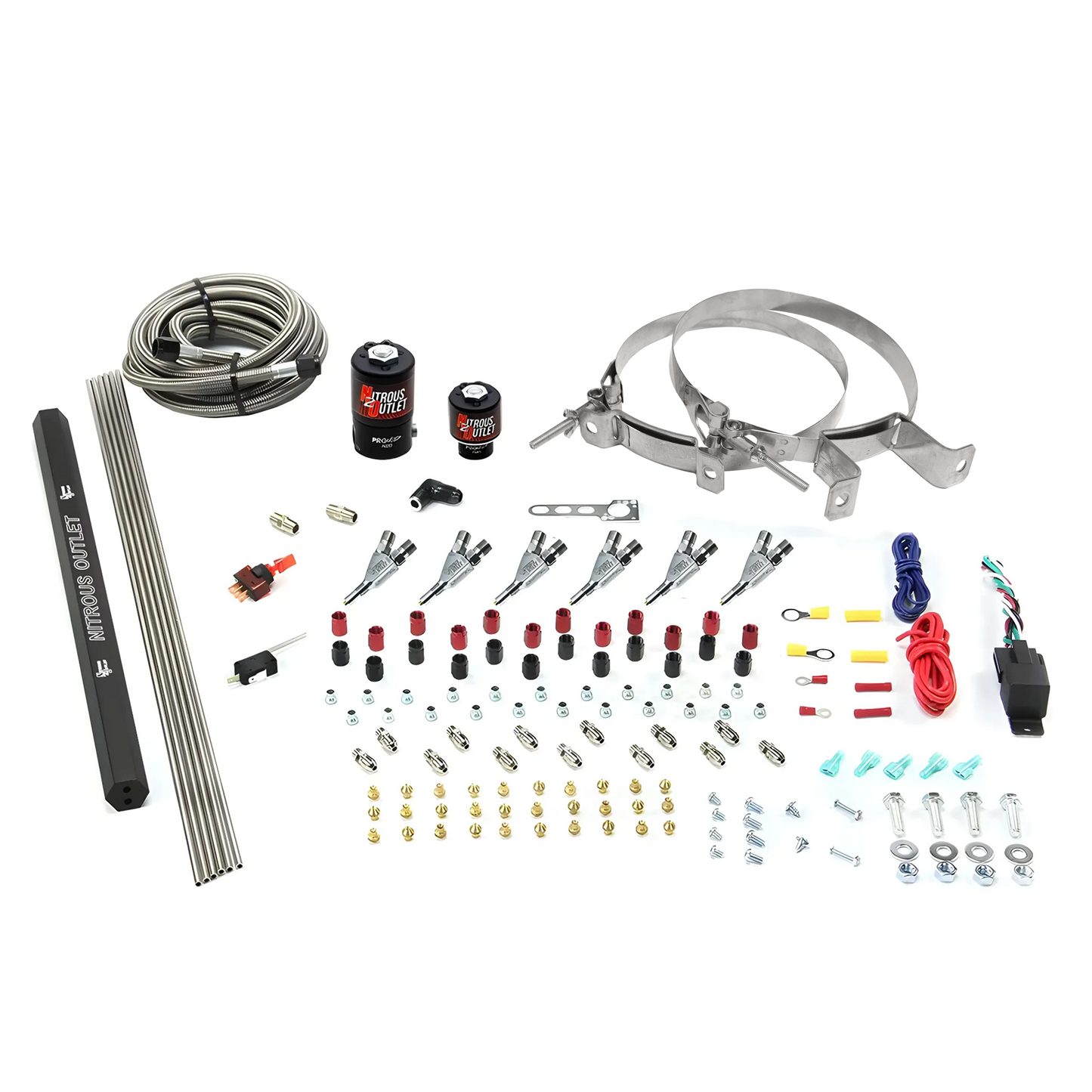 6 Cylinder 2 Solenoid Direct Port System With Single Injection Rail and Straight Blow Through Nozzles, Low Fuel Pressure Alcohol