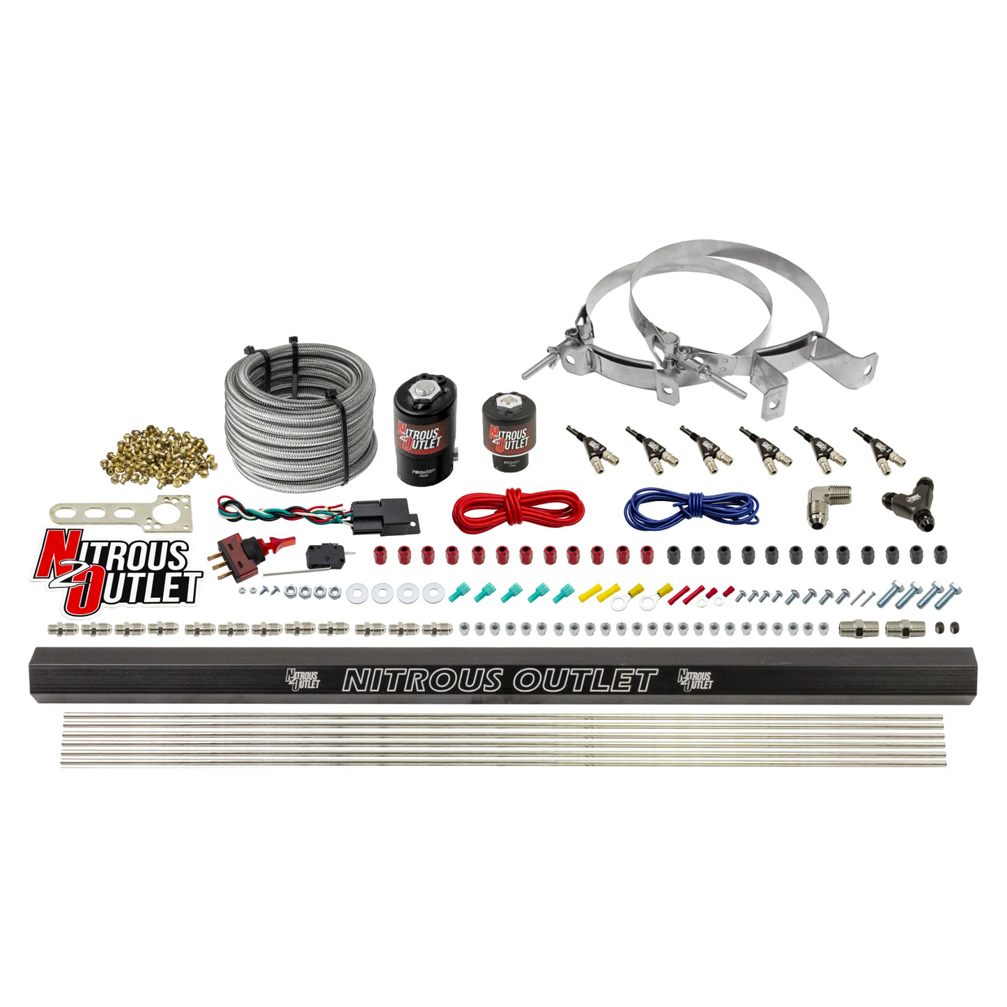 6 Cylinder 2 Solenoid Direct Port System With Single Injection Rail and 90 Degree Nozzles, Low Fuel Pressure E85