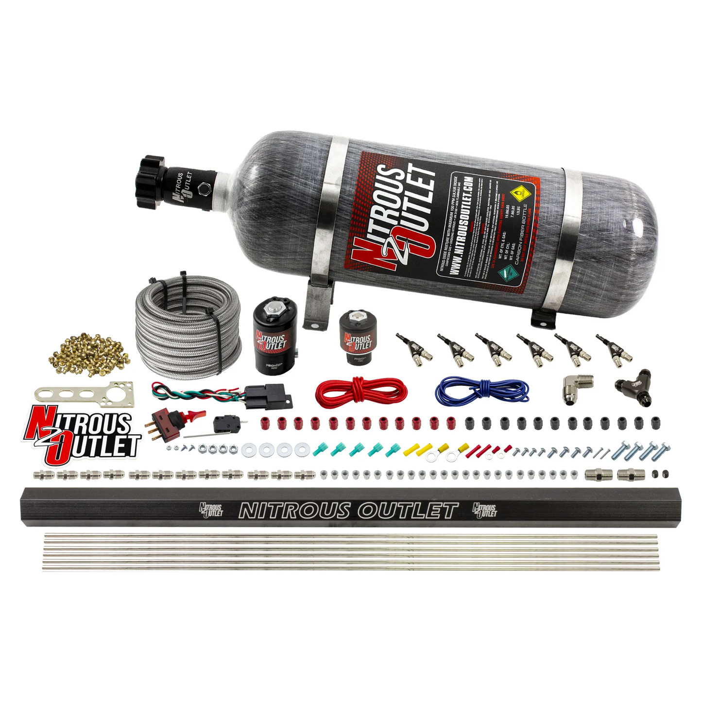 6 Cylinder 2 Solenoid Direct Port System With Single Injection Rail and 90 Degree Nozzles, Low Fuel Pressure E85