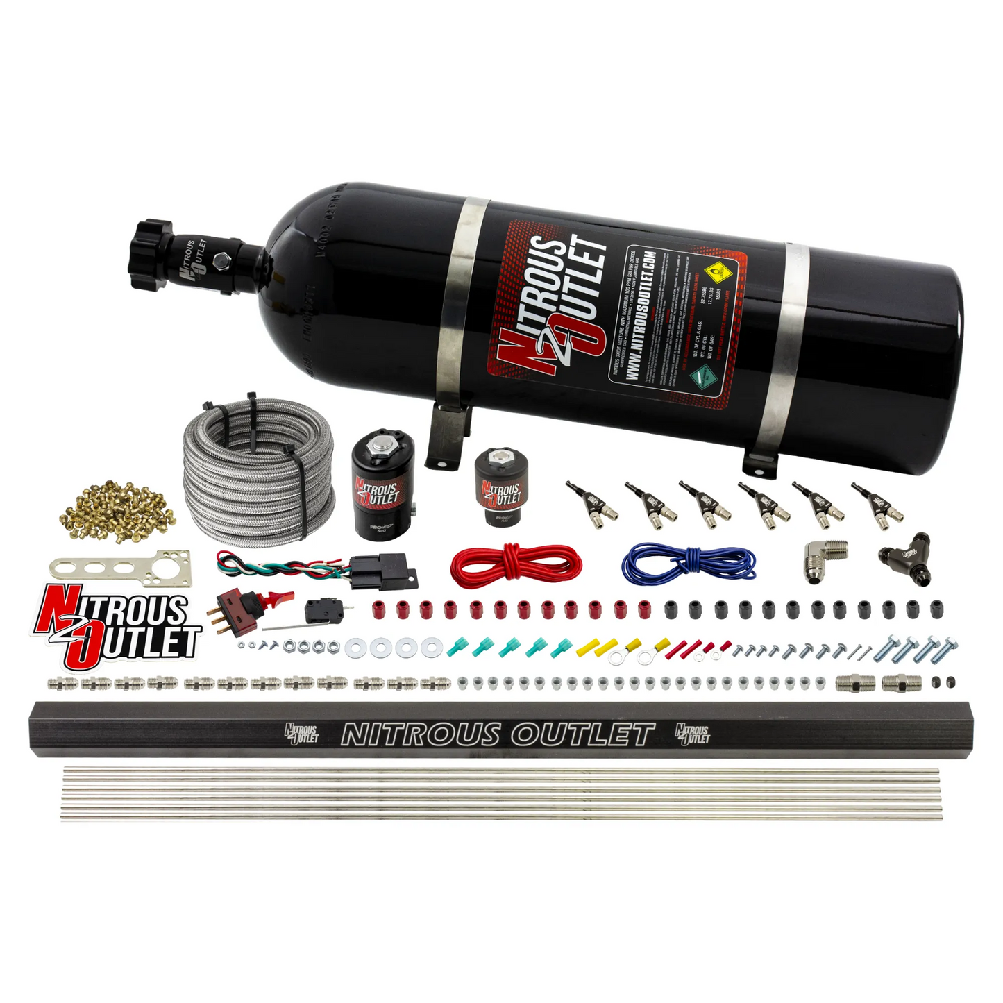 6 Cylinder 2 Solenoid Direct Port System With Single Injection Rail and 90 Degree Nozzles, Low Fuel Pressure E85
