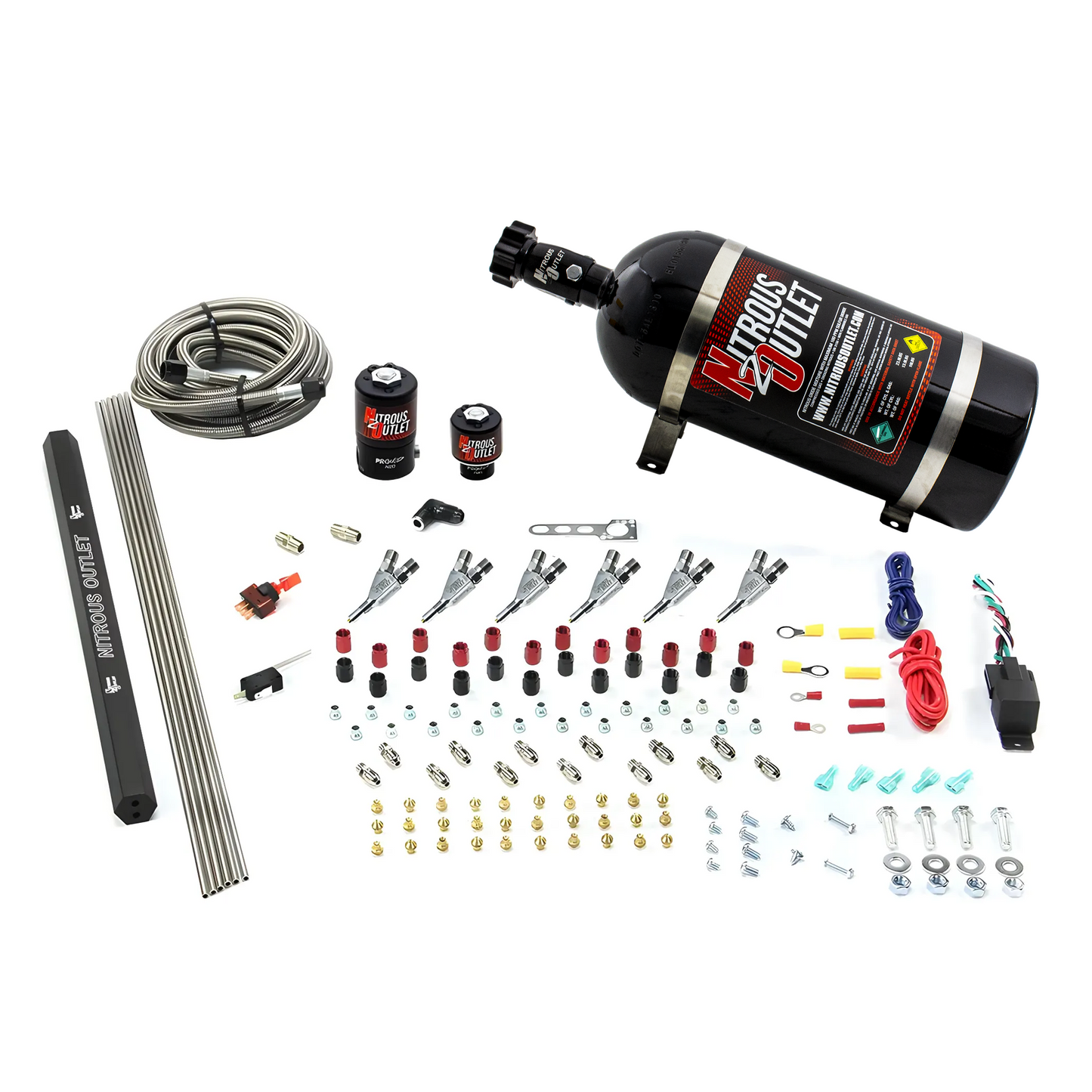 6 Cylinder 2 Solenoid Direct Port System With Single Injection Rail and Straight Blow Through Nozzles, Low Fuel Pressure E85