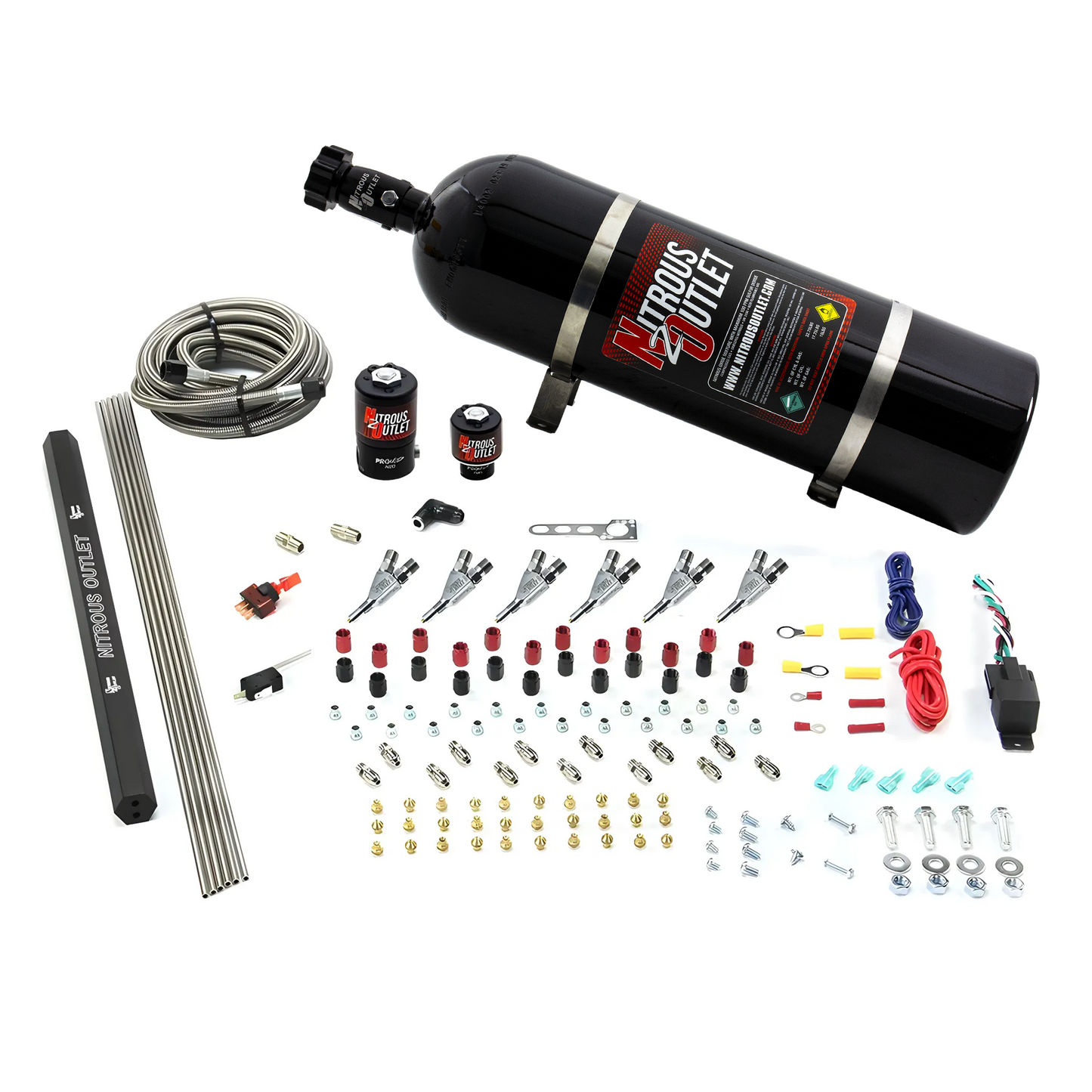 6 Cylinder 2 Solenoid Direct Port System With Single Injection Rail and Straight Blow Through Nozzles, Low Fuel Pressure E85