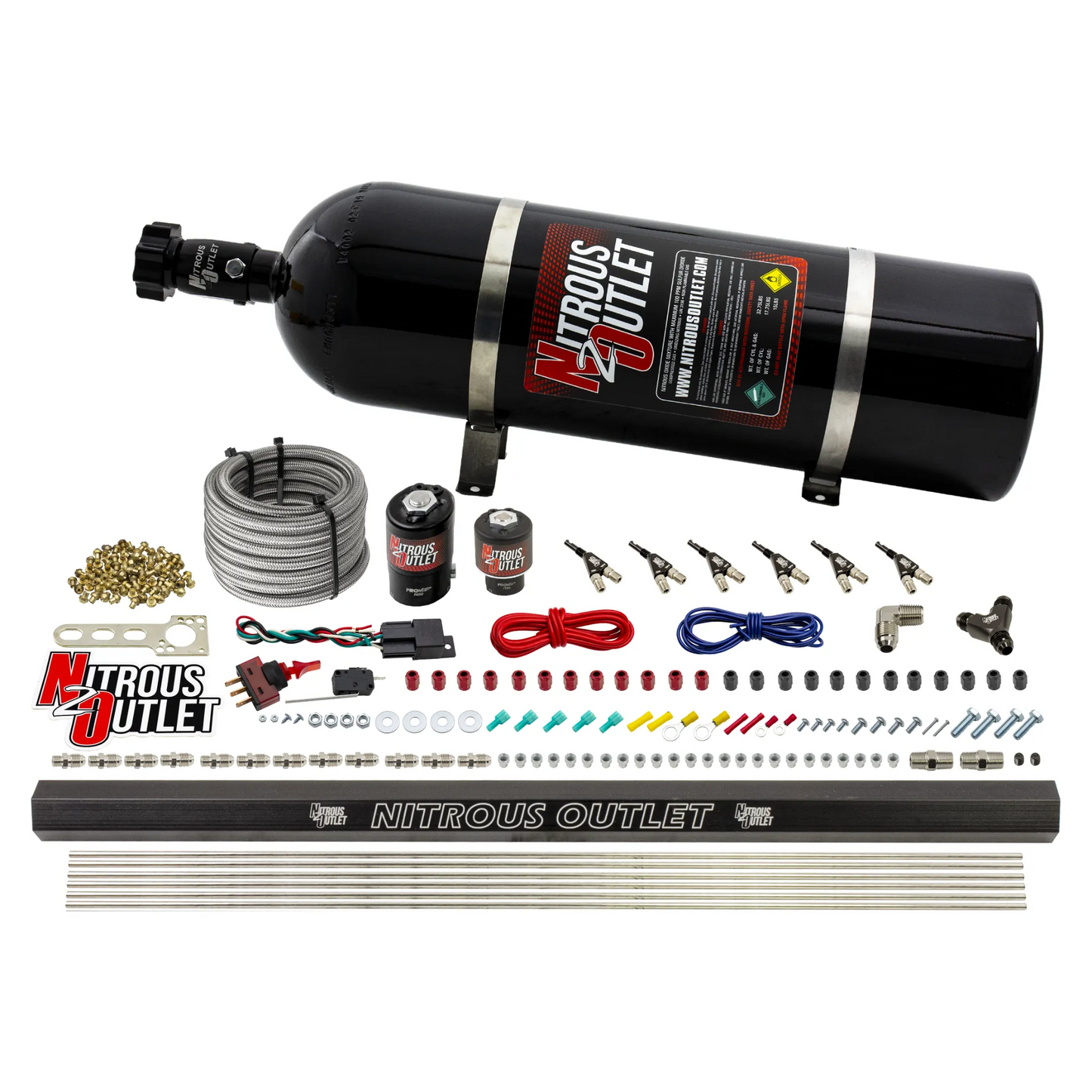 6 Cylinder 2 Solenoid Direct Port System With Single Injection Rail and 90 Degree Nozzles, Low Fuel Pressure Gas