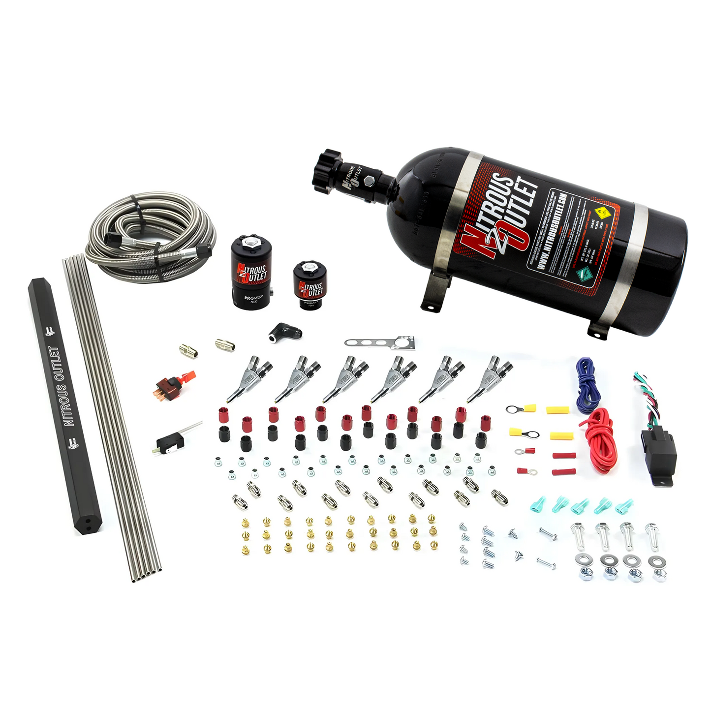 6 Cylinder 2 Solenoid Direct Port System With Single Injection Rail and Straight Blow Through Nozzles, Low Fuel Pressure Gas