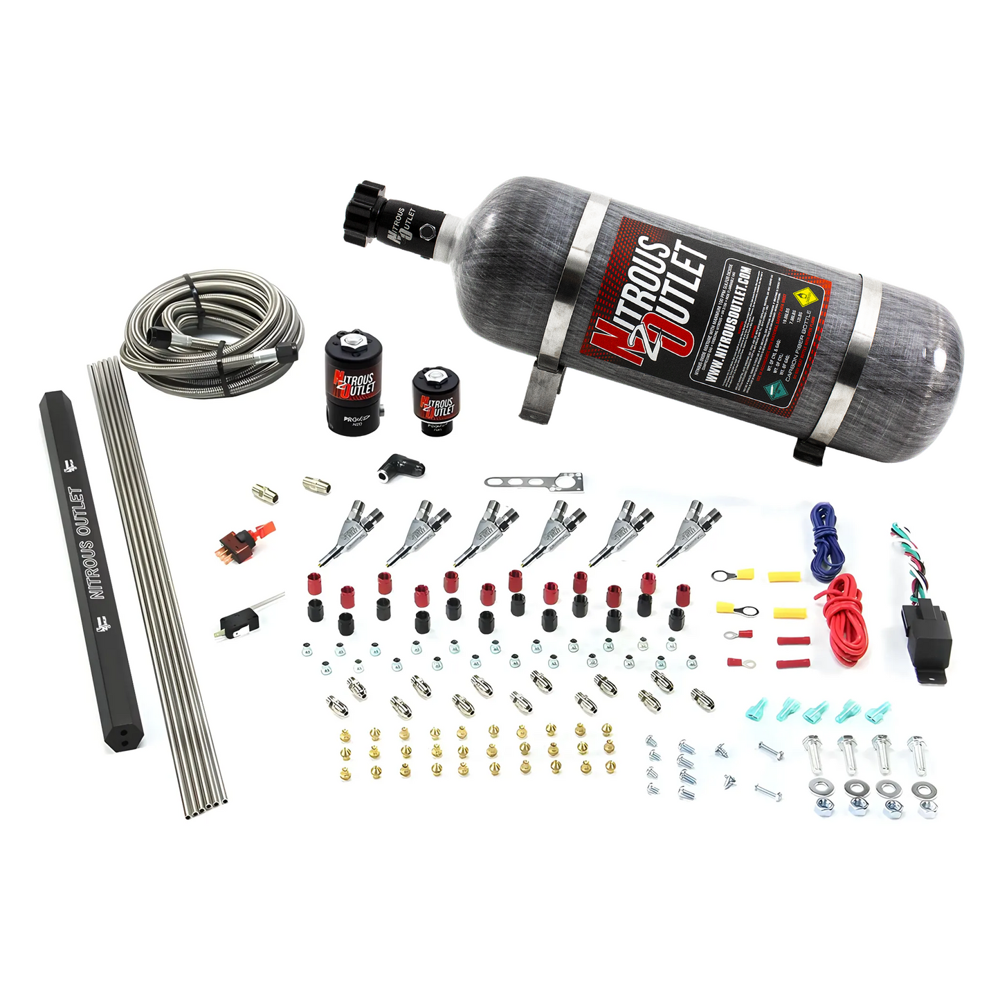 6 Cylinder 2 Solenoid Direct Port System With Single Injection Rail and Straight Blow Through Nozzles, Low Fuel Pressure Gas