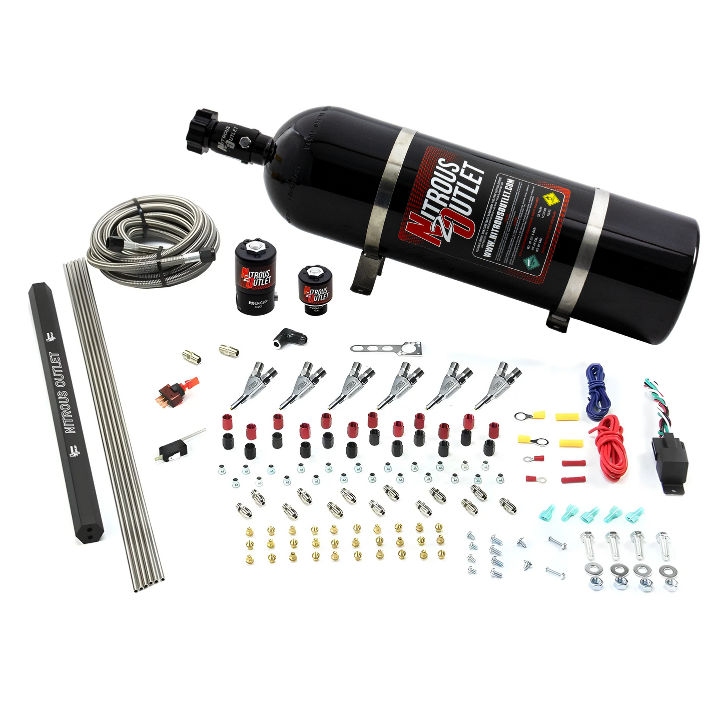 6 Cylinder 2 Solenoid Direct Port System With Single Injection Rail and Straight Blow Through Nozzles, Low Fuel Pressure Gas