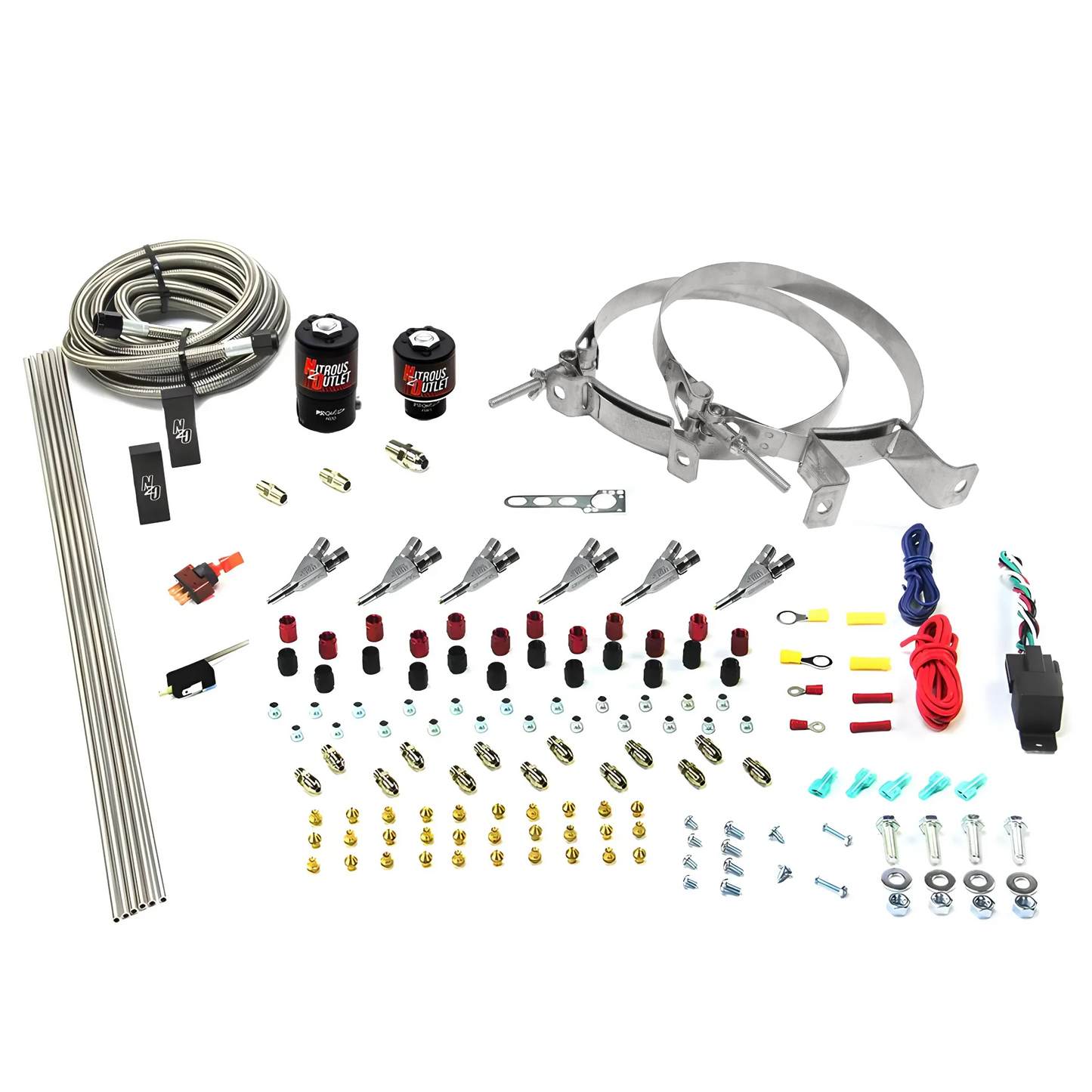 6 Cylinder 2 Solenoid Direct Port System With Distribution Blocks and Straight Blow Through Nozzles, Low Fuel Pressure Gas