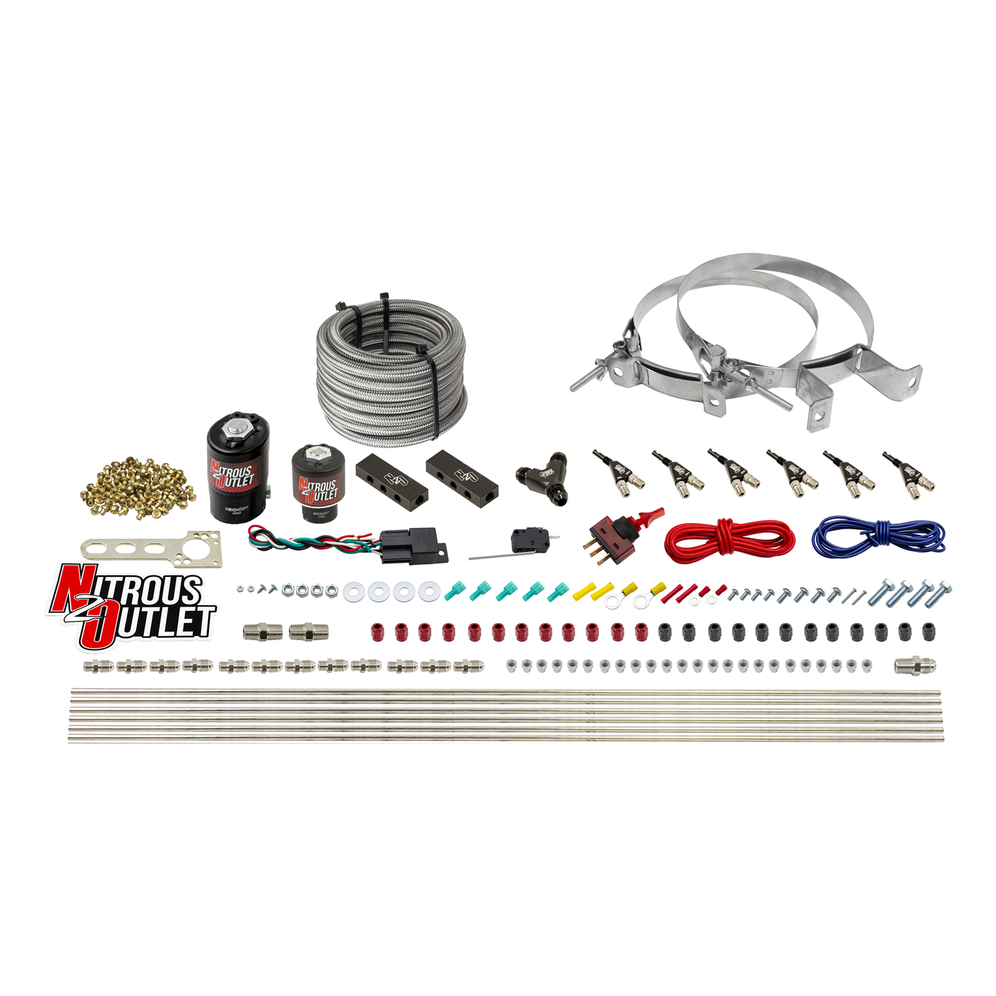 6 Cylinder 2 Solenoid Direct Port System With Distribution Blocks and 90 Degree Nozzles, High Fuel Pressure Gas