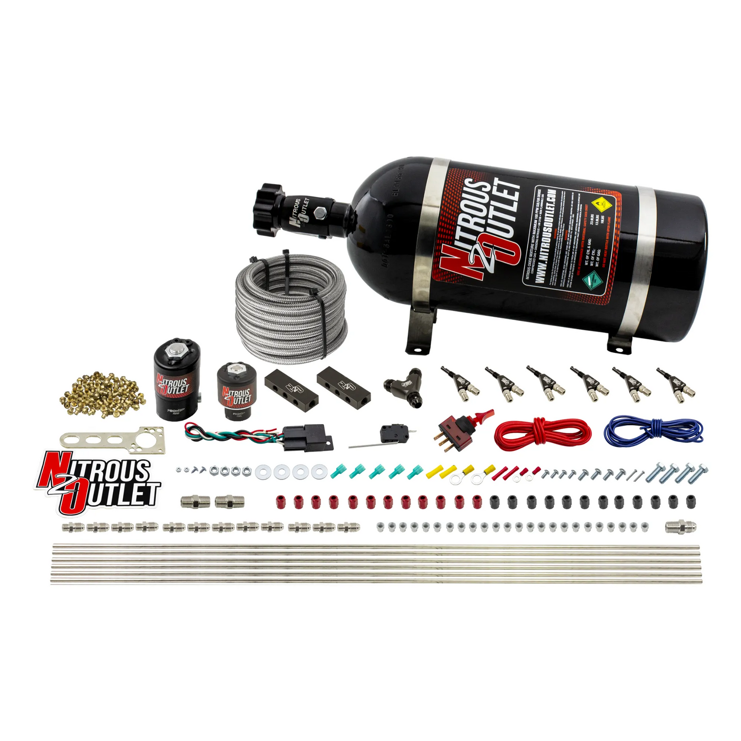 6 Cylinder 2 Solenoid Direct Port System With Distribution Blocks and 90 Degree Nozzles, High Fuel Pressure Gas