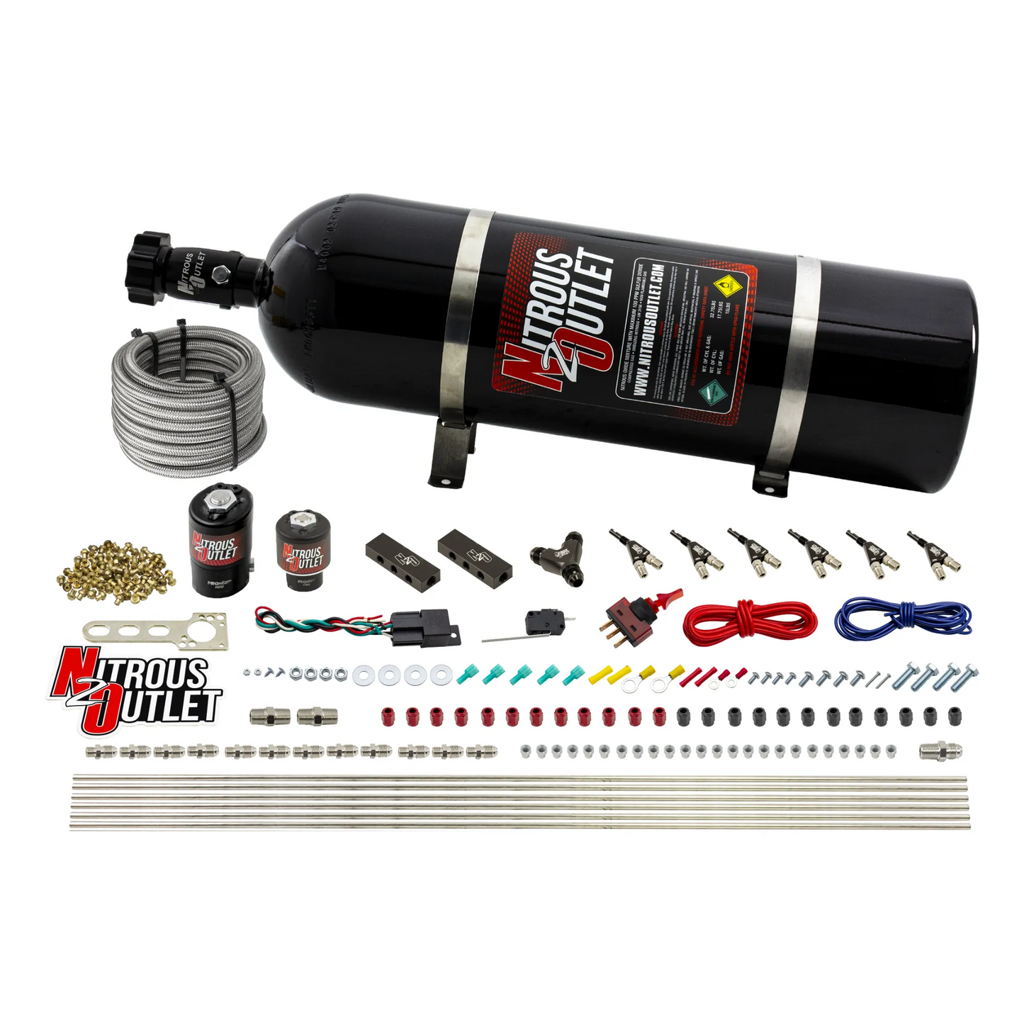 6 Cylinder 2 Solenoid Direct Port System With Distribution Blocks and 90 Degree Nozzles, High Fuel Pressure Gas