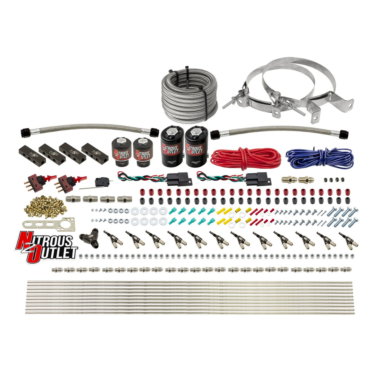 6 Cylinder 4 Solenoid Dual Stage Direct Port System With Distribution Blocks and 90 Degree Nozzles, High Fuel Pressure Gas