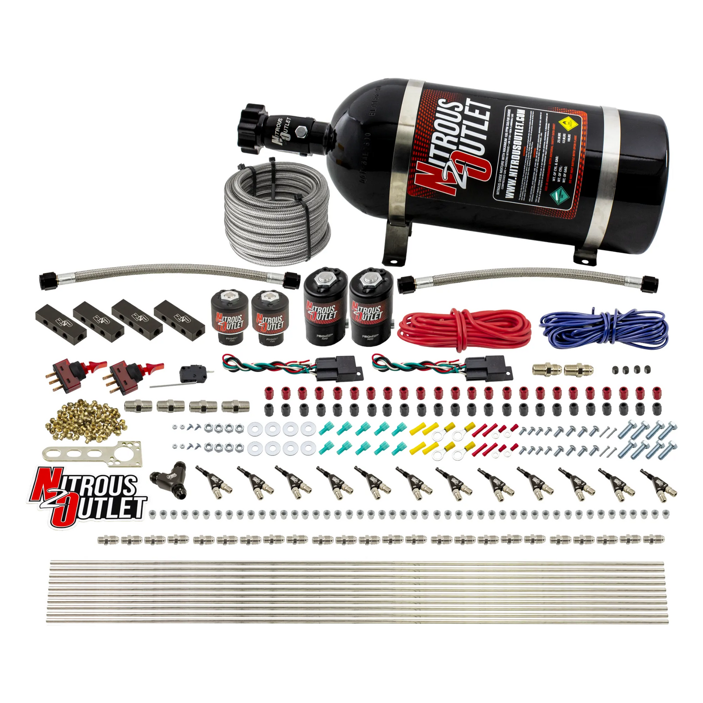 6 Cylinder 4 Solenoid Dual Stage Direct Port System With Distribution Blocks and 90 Degree Nozzles, High Fuel Pressure Gas