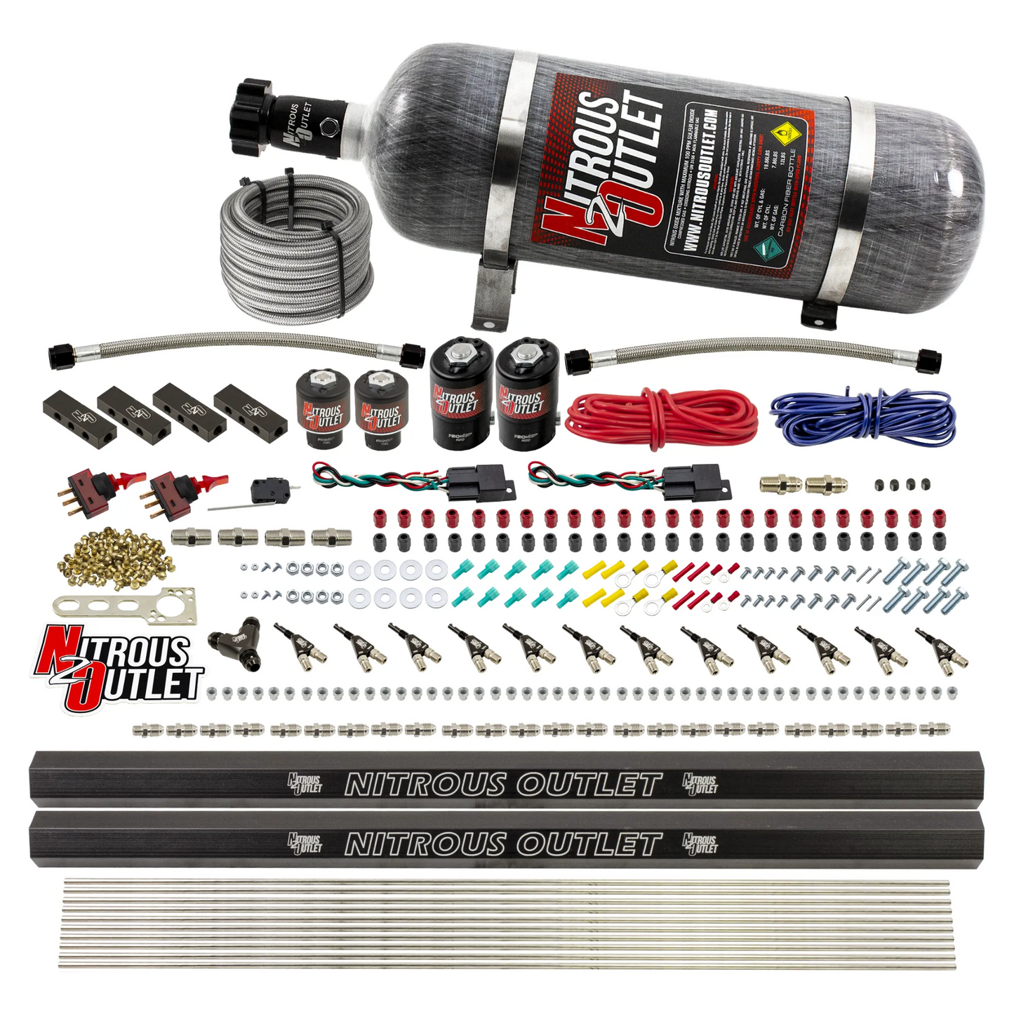 6 Cylinder 4 Solenoid Dual Stage Direct Port System With Distribution Blocks and 90 Degree Nozzles, High Fuel Pressure Gas