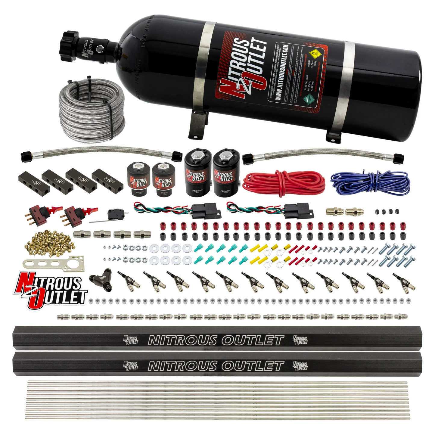 6 Cylinder 4 Solenoid Dual Stage Direct Port System With Distribution Blocks and 90 Degree Nozzles, High Fuel Pressure Gas