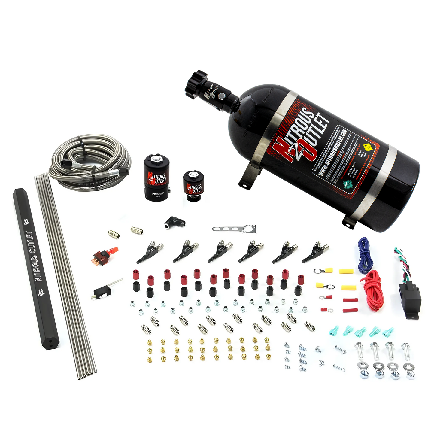6 Cylinder 2 Solenoid Direct Port System With Single Injection Rail and 90 Degree Nozzles, High Fuel Pressure E85
