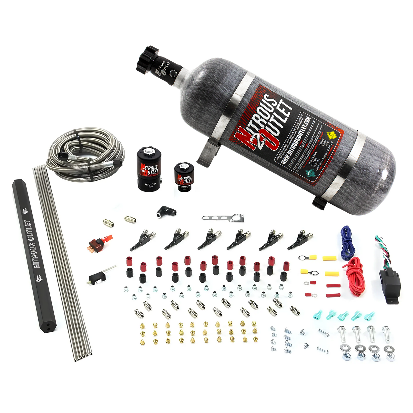6 Cylinder 2 Solenoid Direct Port System With Single Injection Rail and 90 Degree Nozzles, High Fuel Pressure E85
