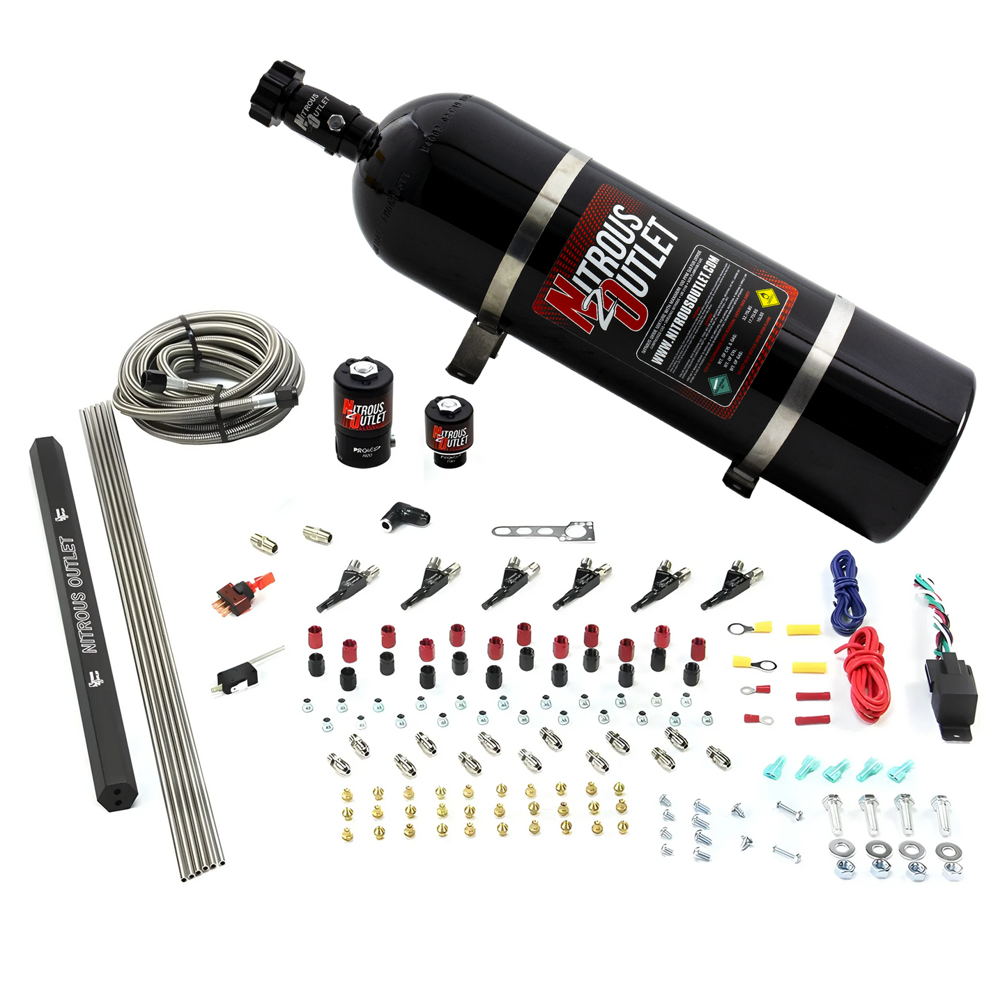 6 Cylinder 2 Solenoid Direct Port System With Single Injection Rail and 90 Degree Nozzles, High Fuel Pressure E85