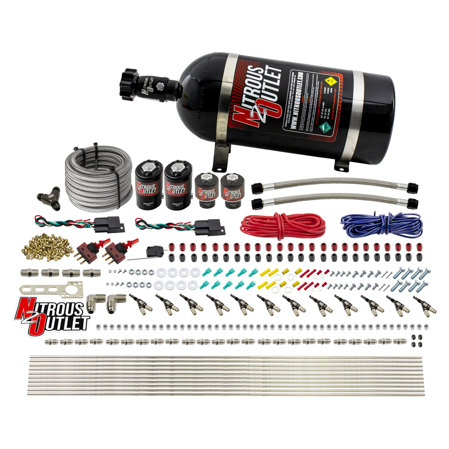 6 Cylinder 4 Solenoid Dual Stage Direct Port System With Dual Injection Rails and 90 Degree Nozzles, High Fuel Pressure E85