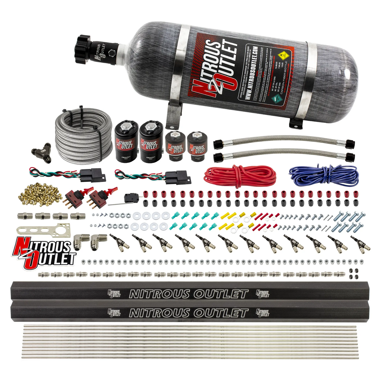 6 Cylinder 4 Solenoid Dual Stage Direct Port System With Dual Injection Rails and 90 Degree Nozzles, High Fuel Pressure E85