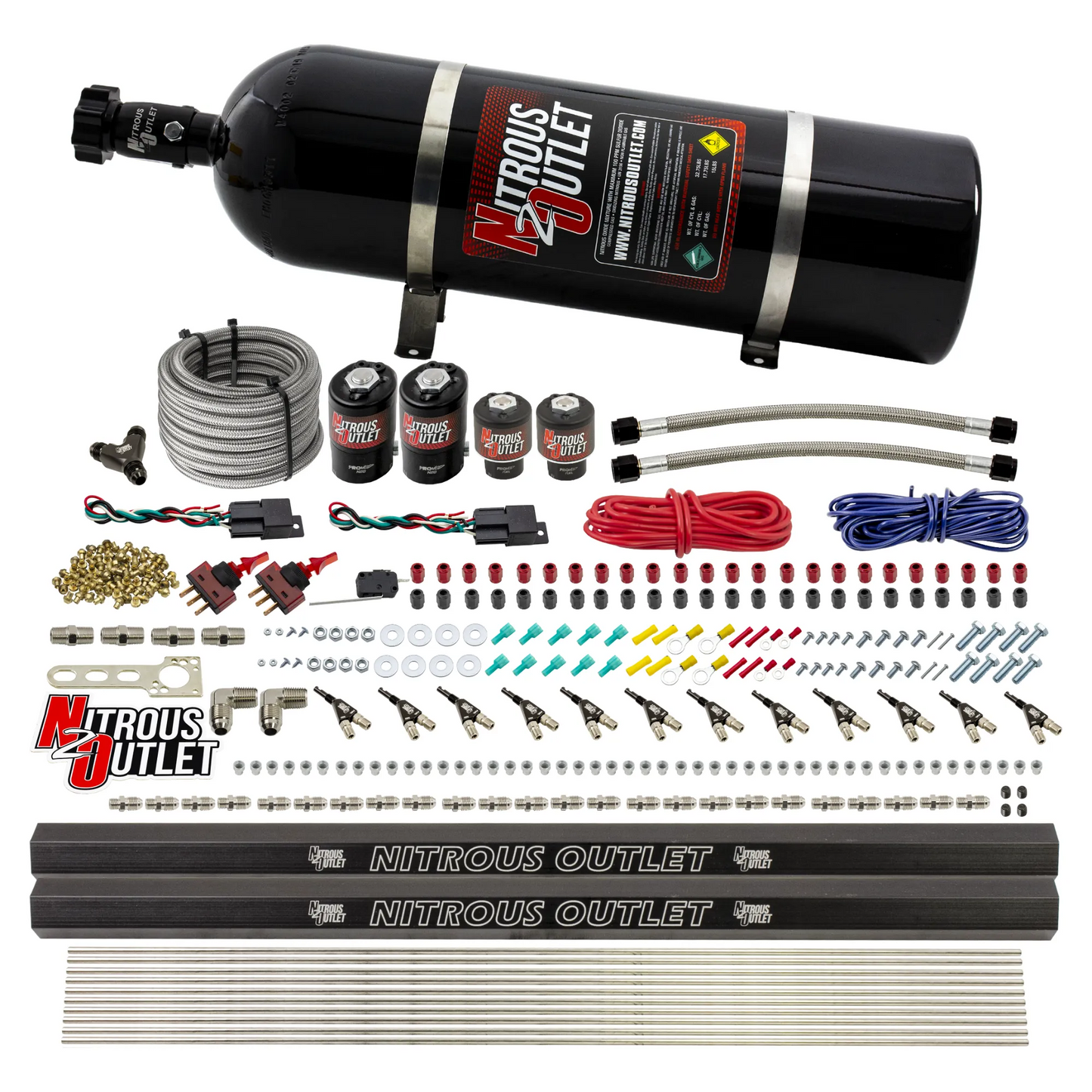 6 Cylinder 4 Solenoid Dual Stage Direct Port System With Dual Injection Rails and 90 Degree Nozzles, High Fuel Pressure E85